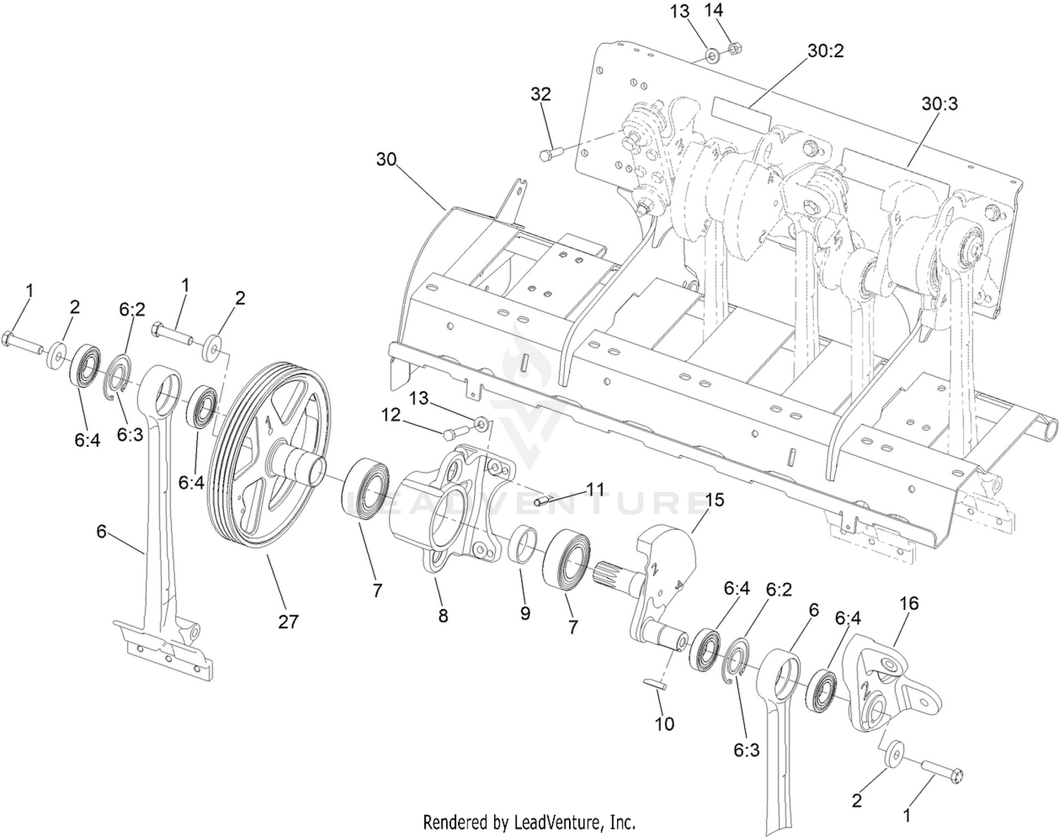 Left Hand No. 1 and No. 2 Crankarm Assembly