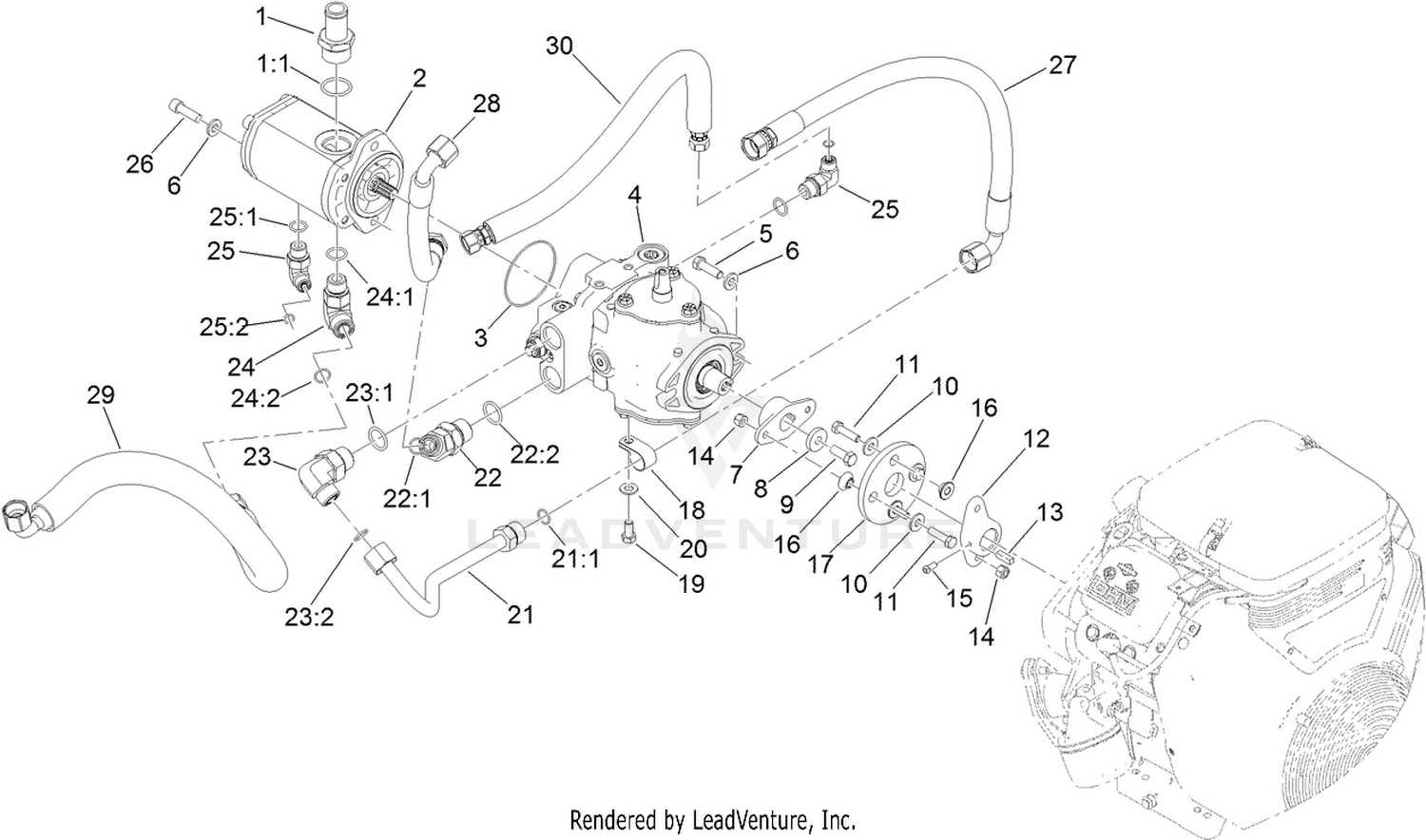 Hydrostat and Gear Pump Drive Assembly