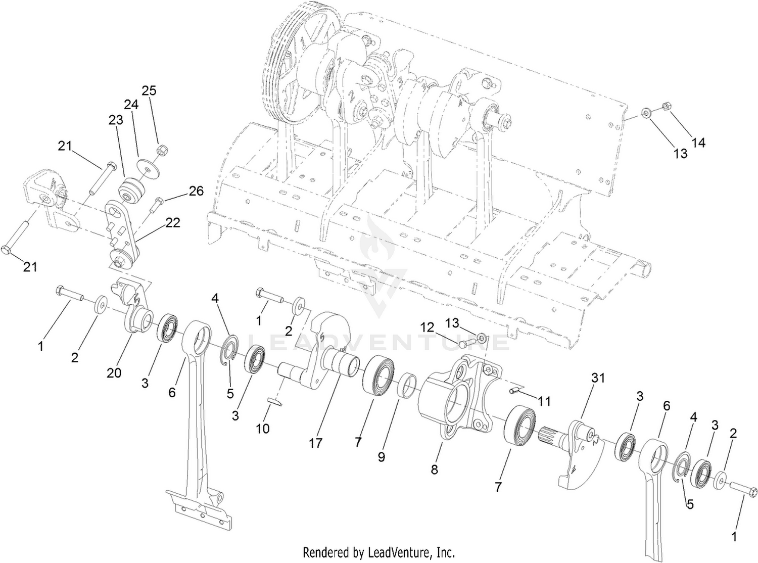 Left Hand No. 5 and No. 6 Crank Arm Assembly