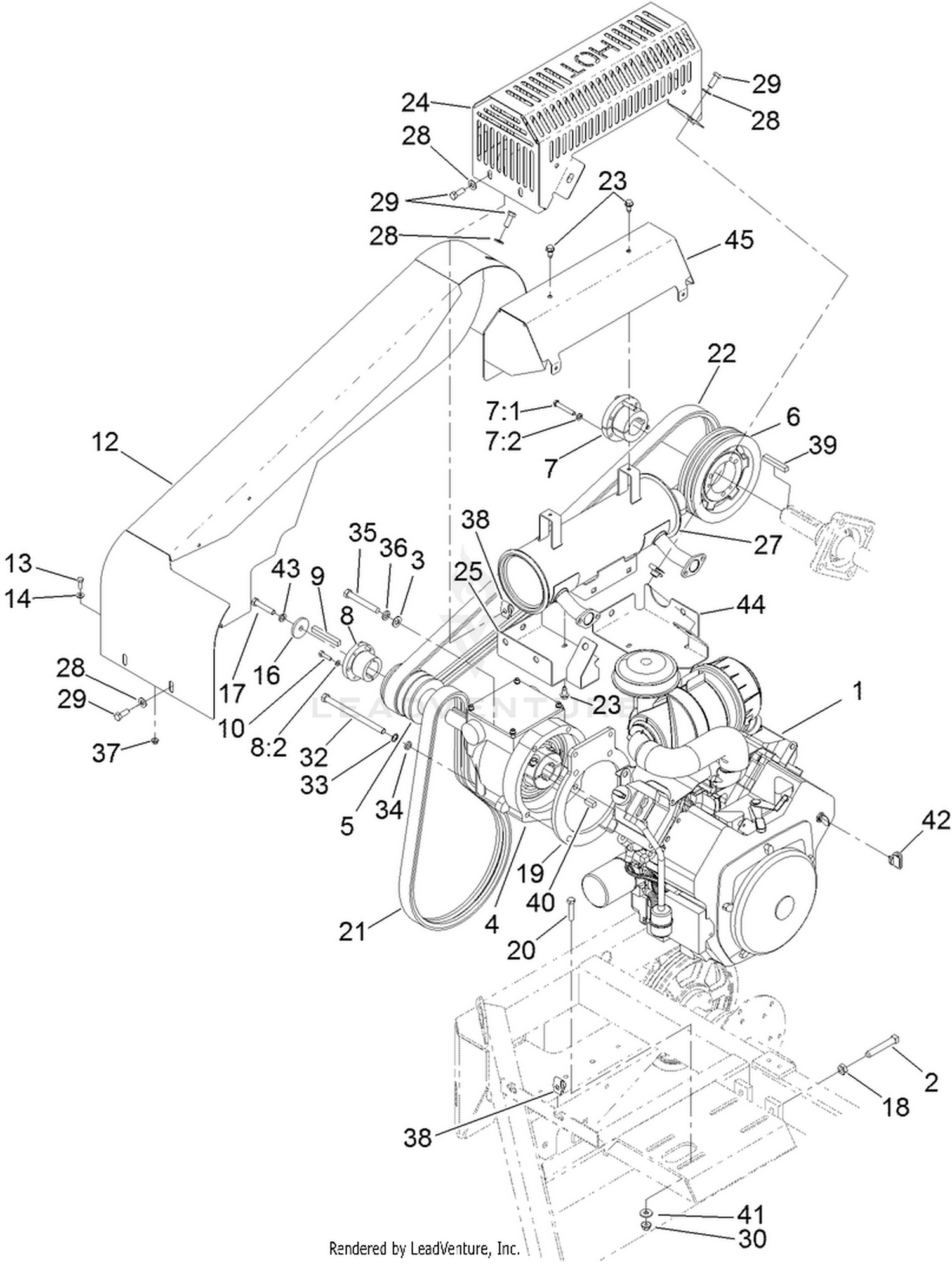 Engine, Clutch and Muffler Assembly
