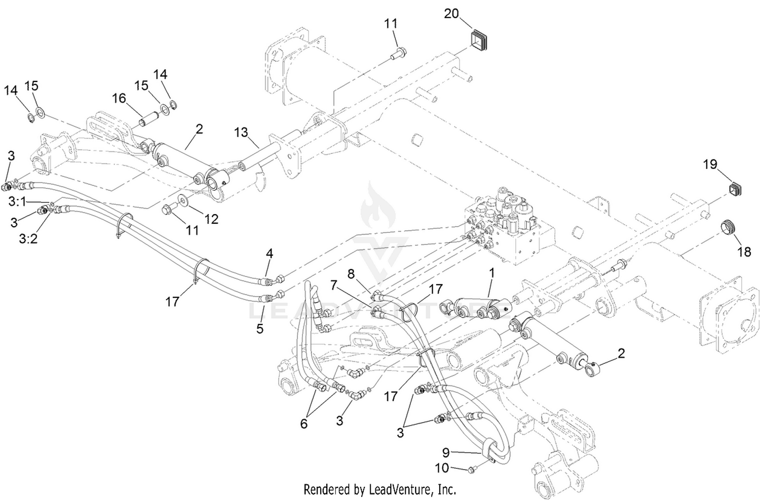 Front Lift Cylinder and Plumbing Assembly