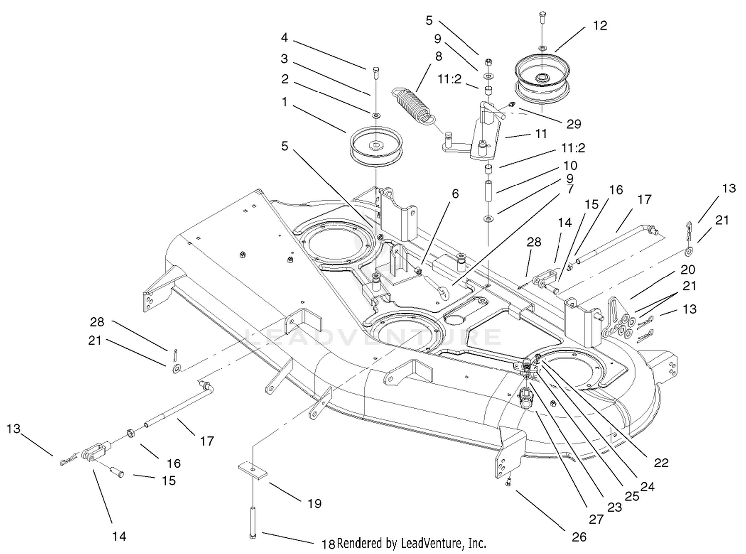 44in Deck Belt Drive and Lift Assembly