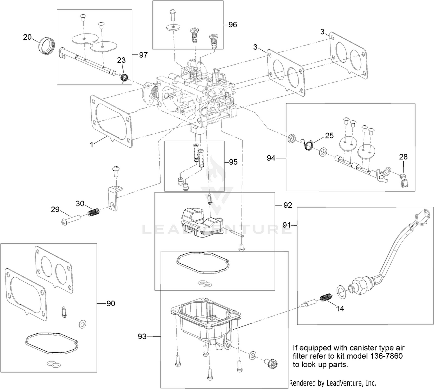 Carburetor Assembly  with Non-Canister Style Air Filter