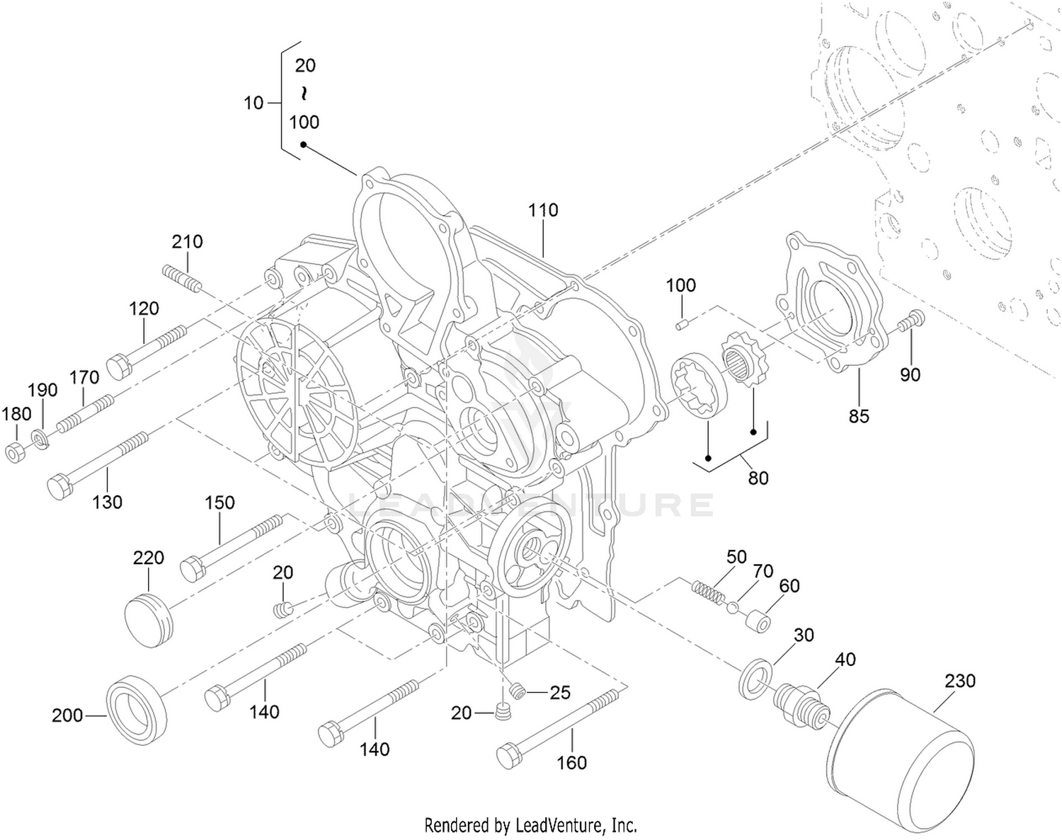 Gear Case and Oil Filter Cartridge Assembly