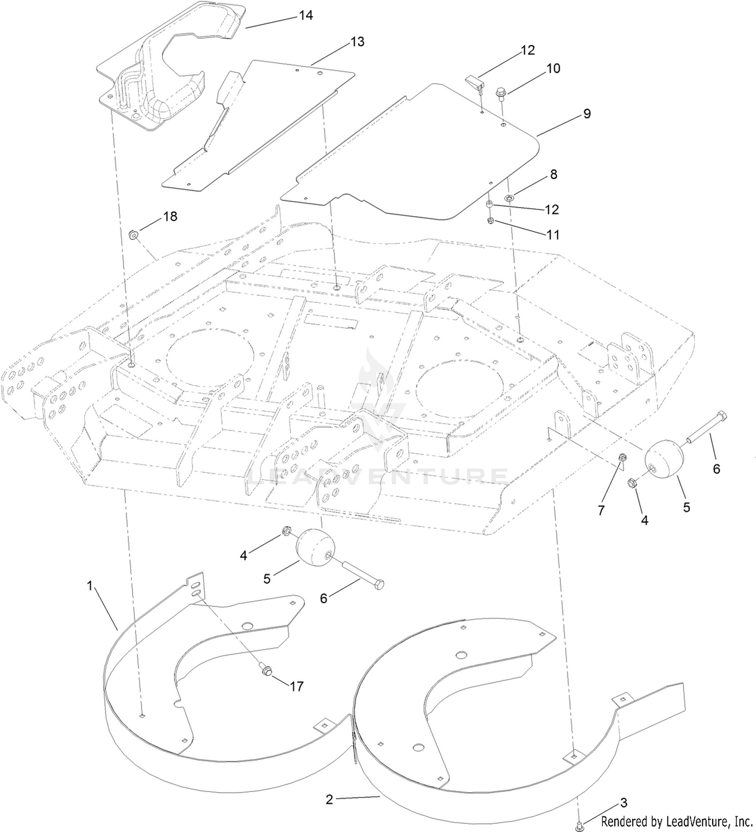 Right Deck Discharge Chamber and Cover Assembly