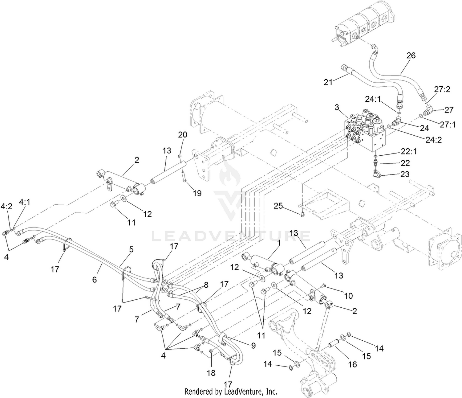 No. 1, 4 and 5 Lift Arm Hydraulic Assembly