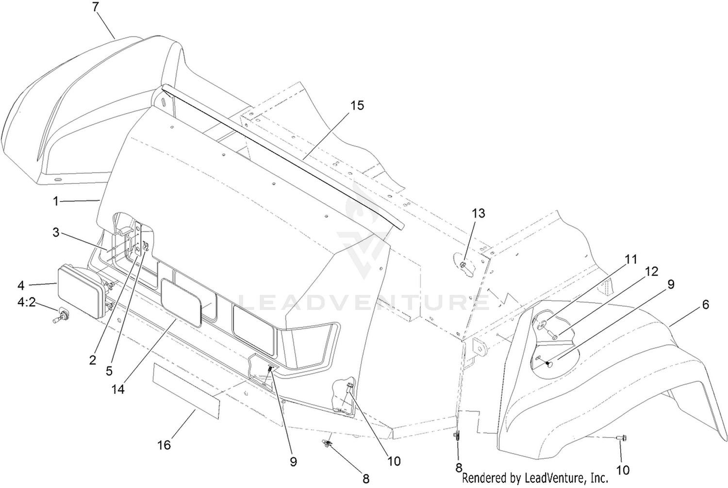 Dash, Fender and Headlight Assembly