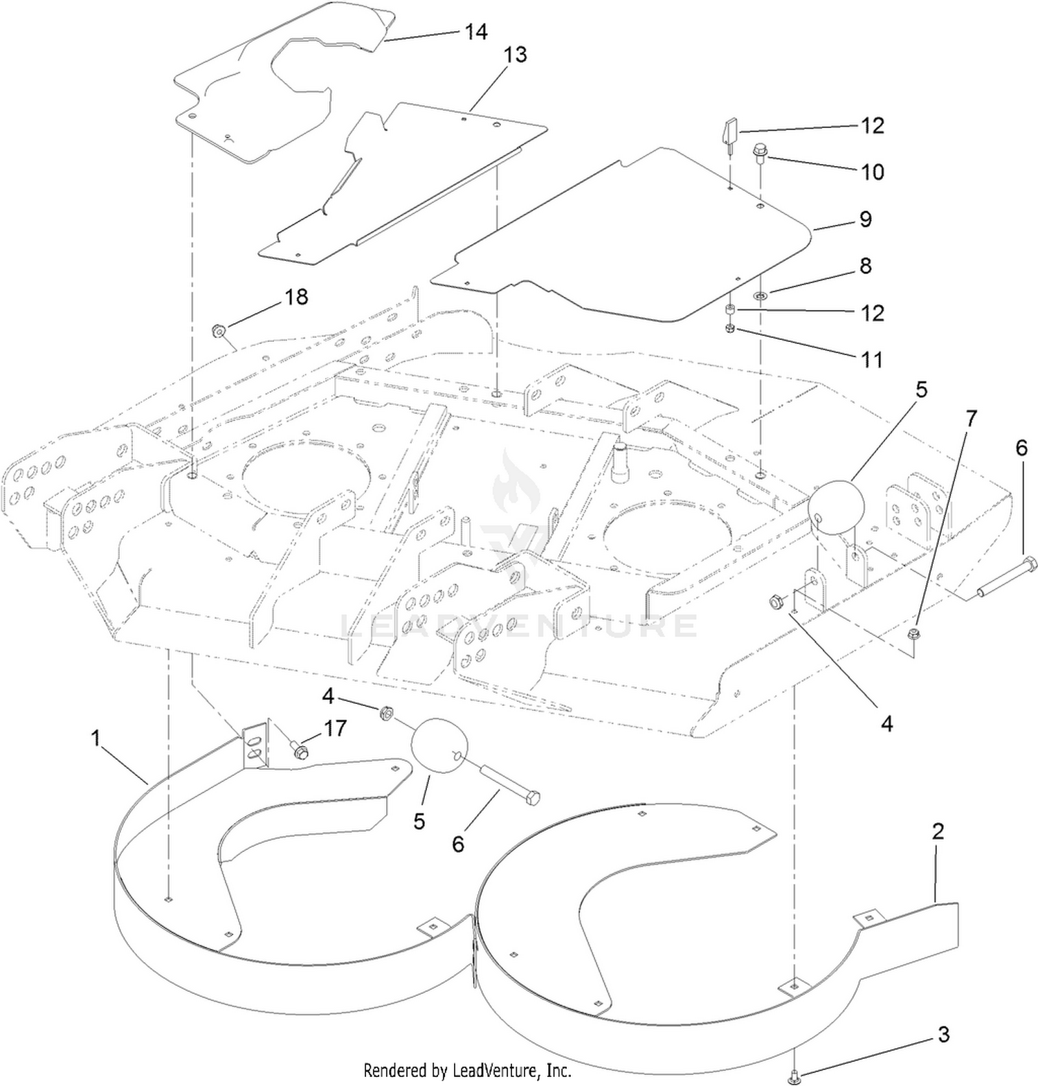 Right Deck Discharge Chamber and Cover Assembly