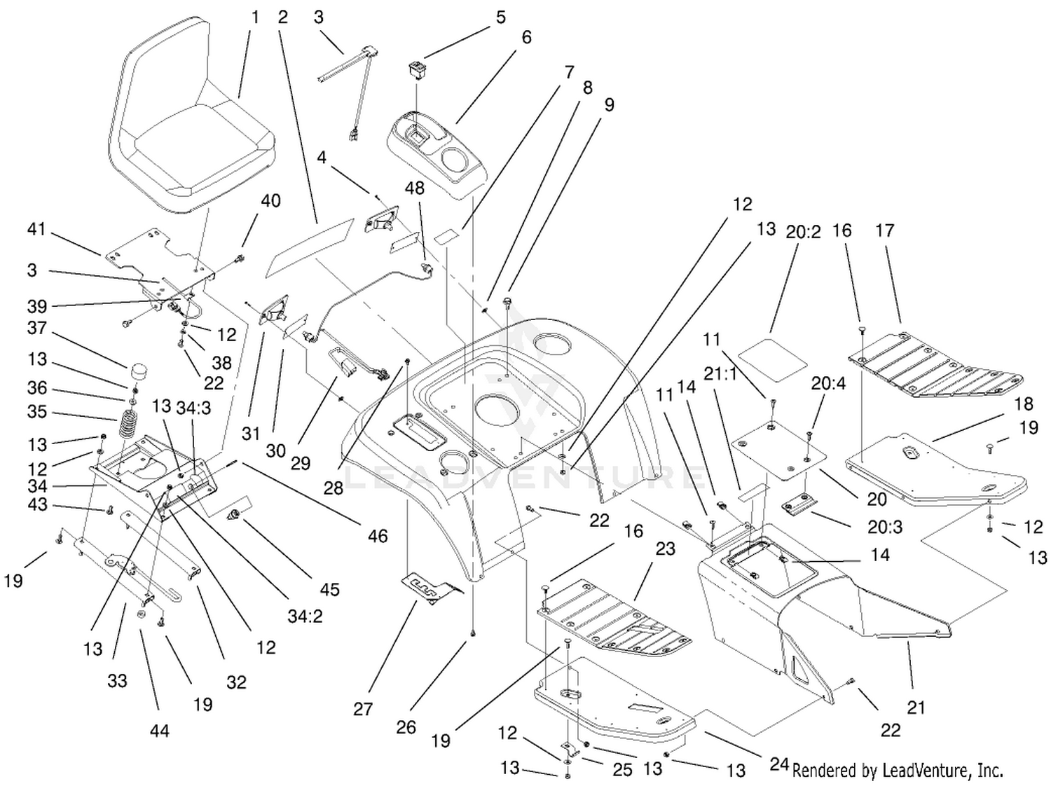 Fender, Footrest,  Seat Assembly
