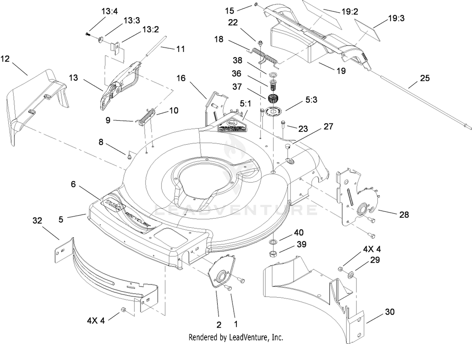 Deck, Side Chute and Rear Door Assembly