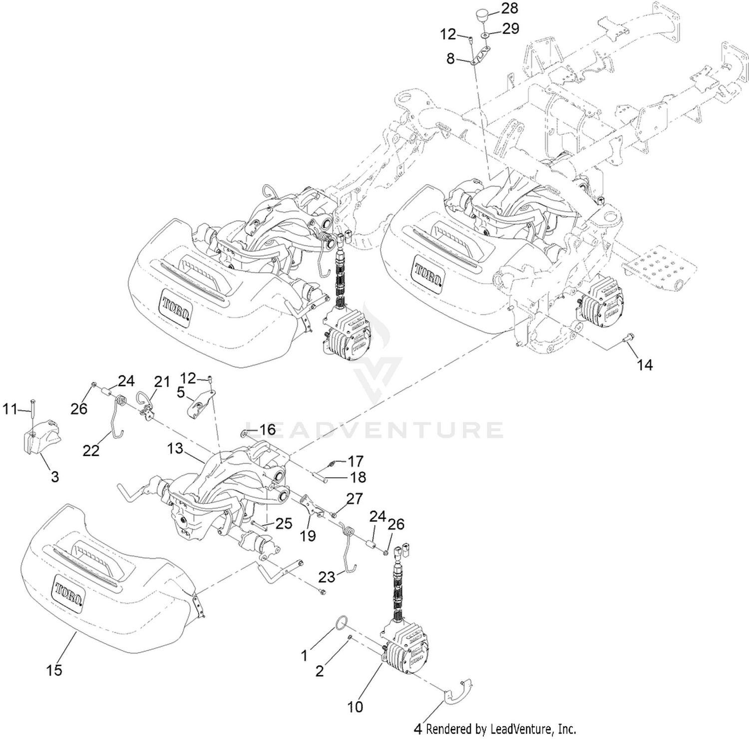 Suspension, Reel Motor and Basket Assembly