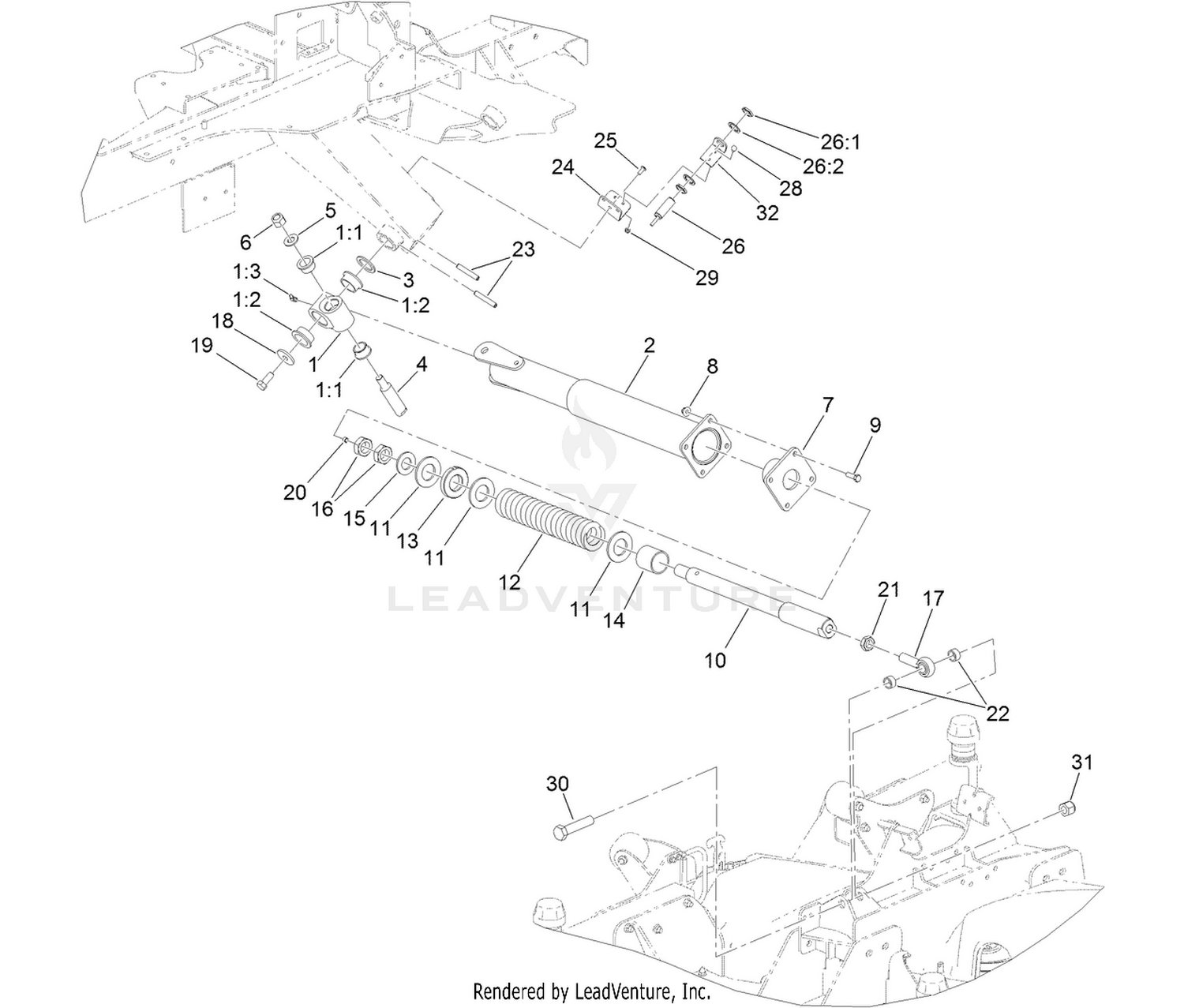 Right Hand Deck Impact Arm and Limit Switch Assembly