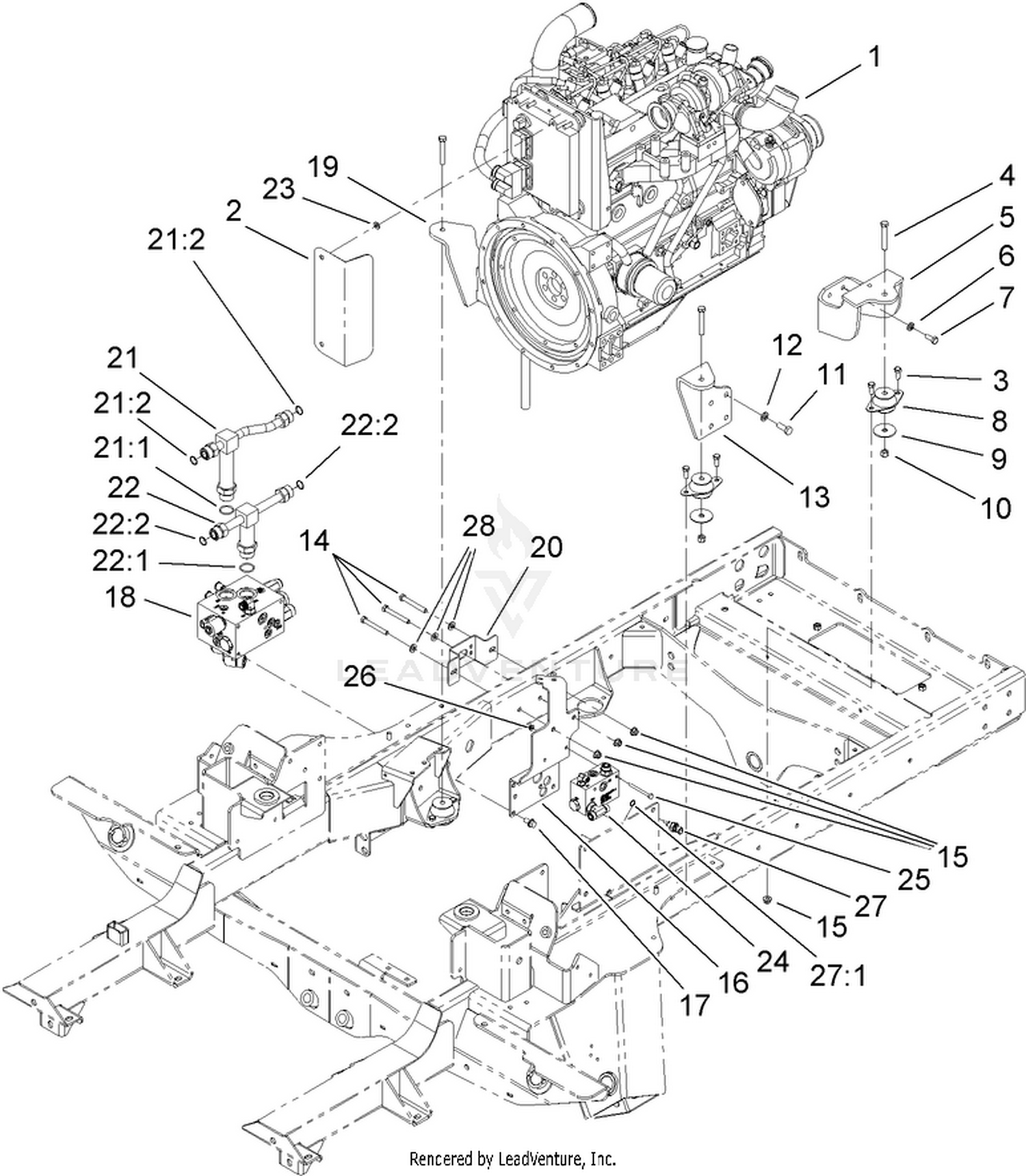 Engine and Mount Assembly