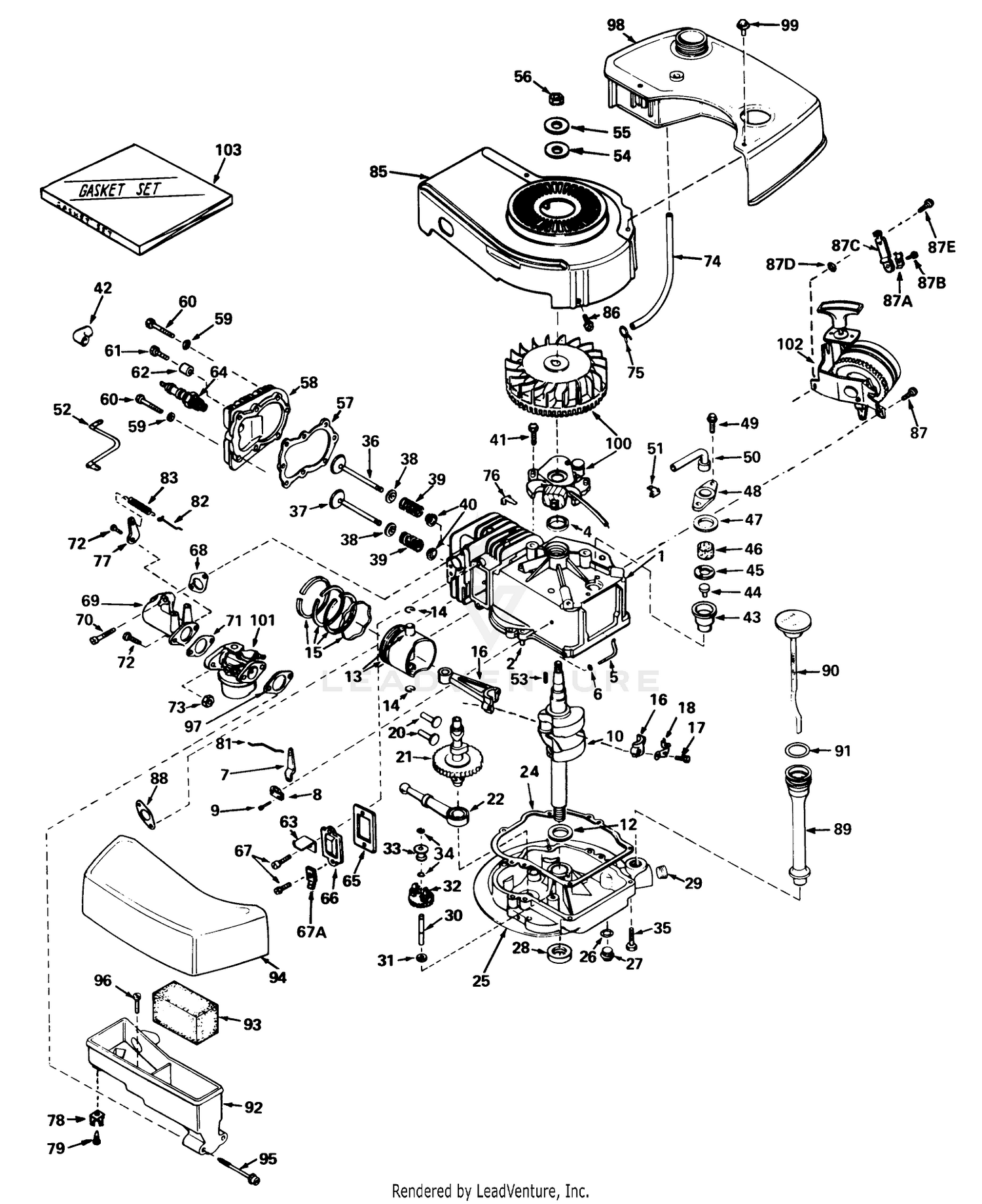 Engine Tecumseh Model No. Tnt 120-12005