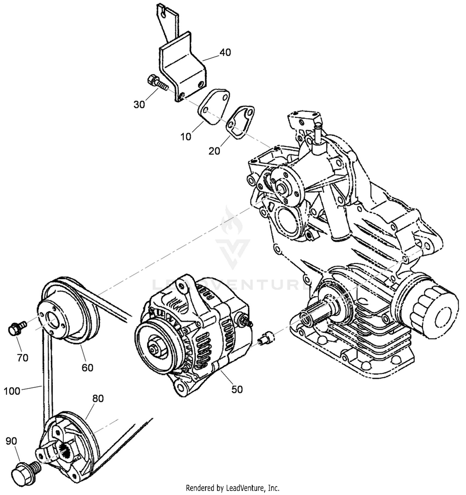 Alternator and Pulley and Fuel Pump Cover Assembly