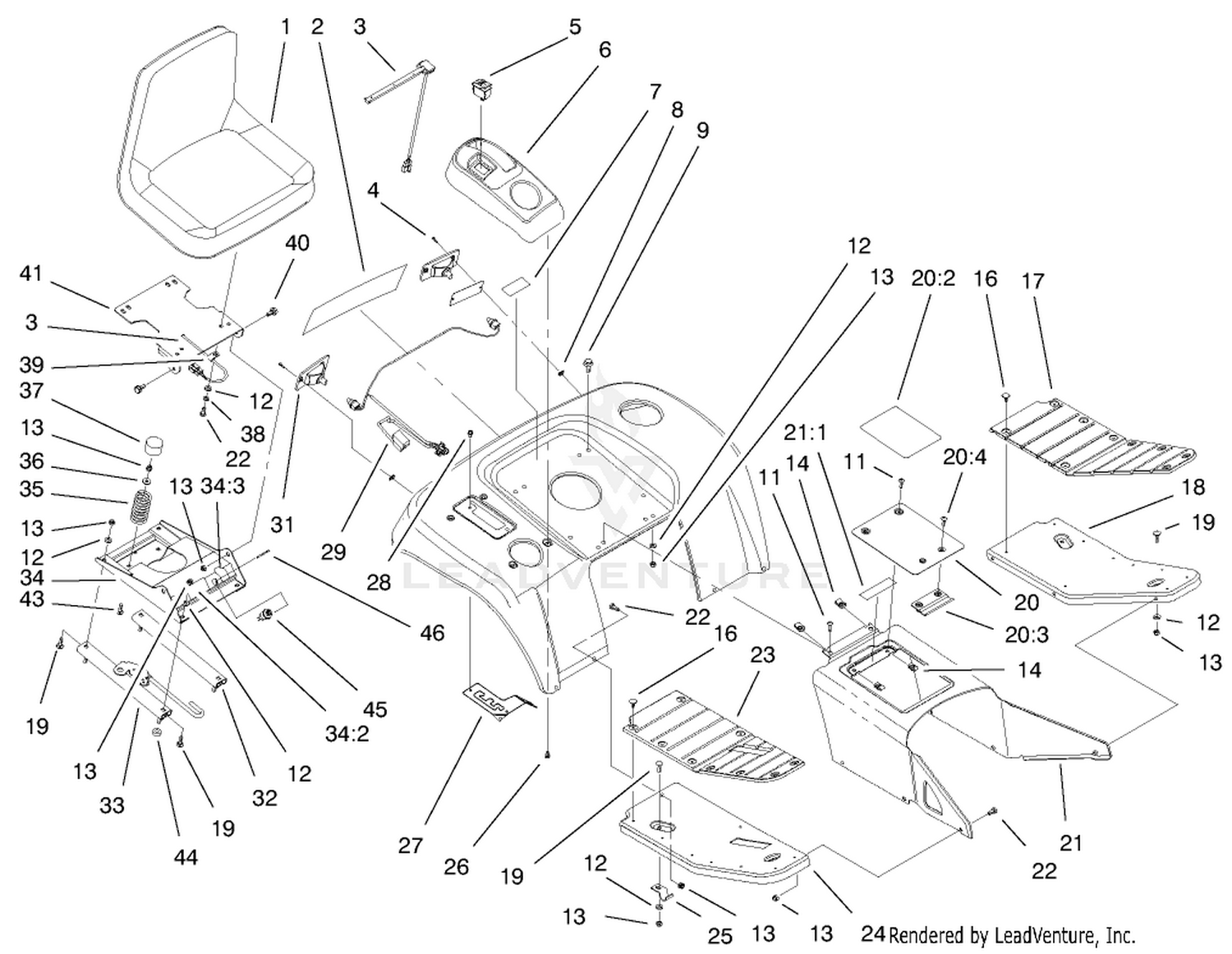 Fender, Footrest,  Seat Assembly