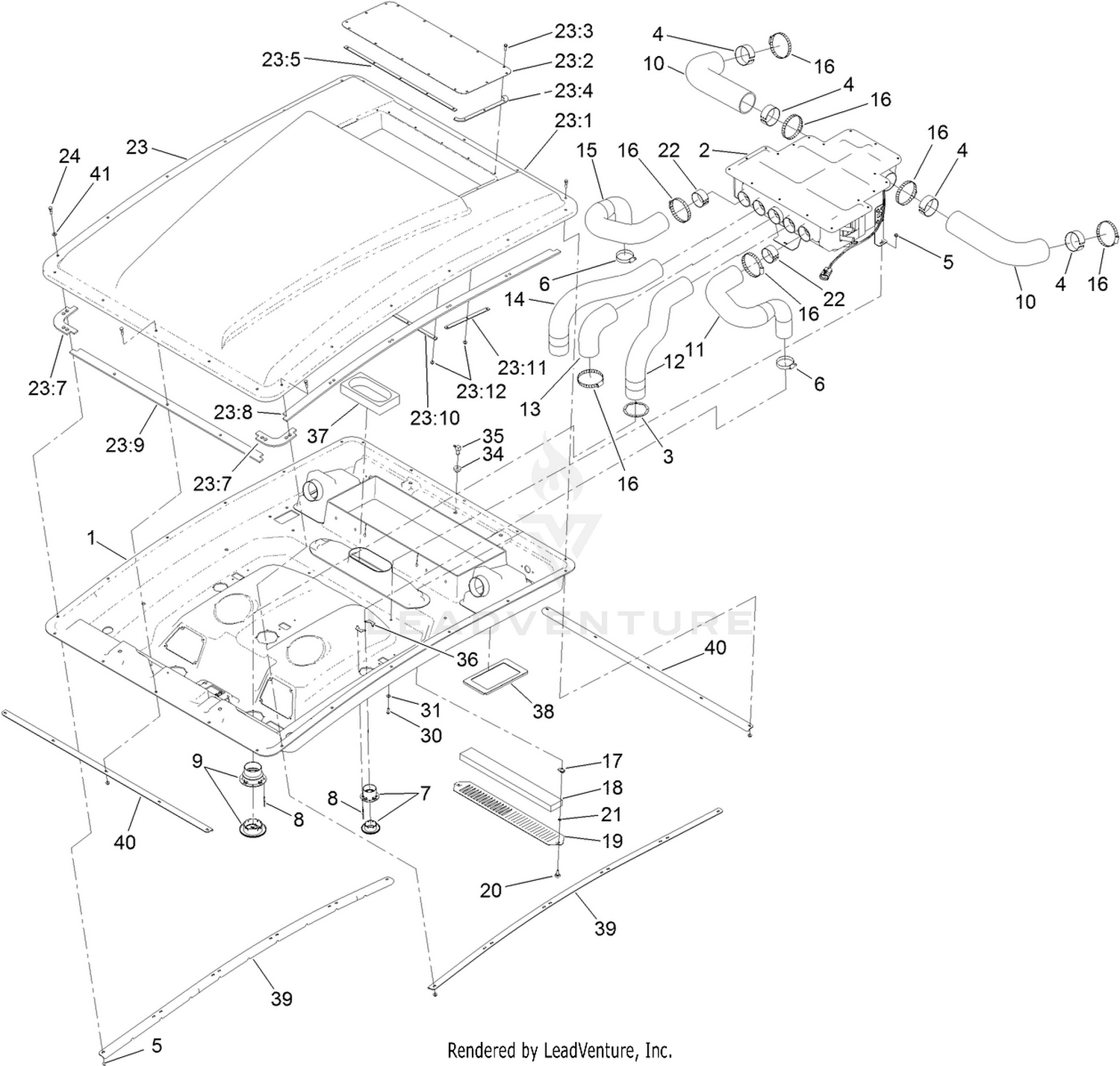 Roof, Heat Mixing Box and Headliner Assembly