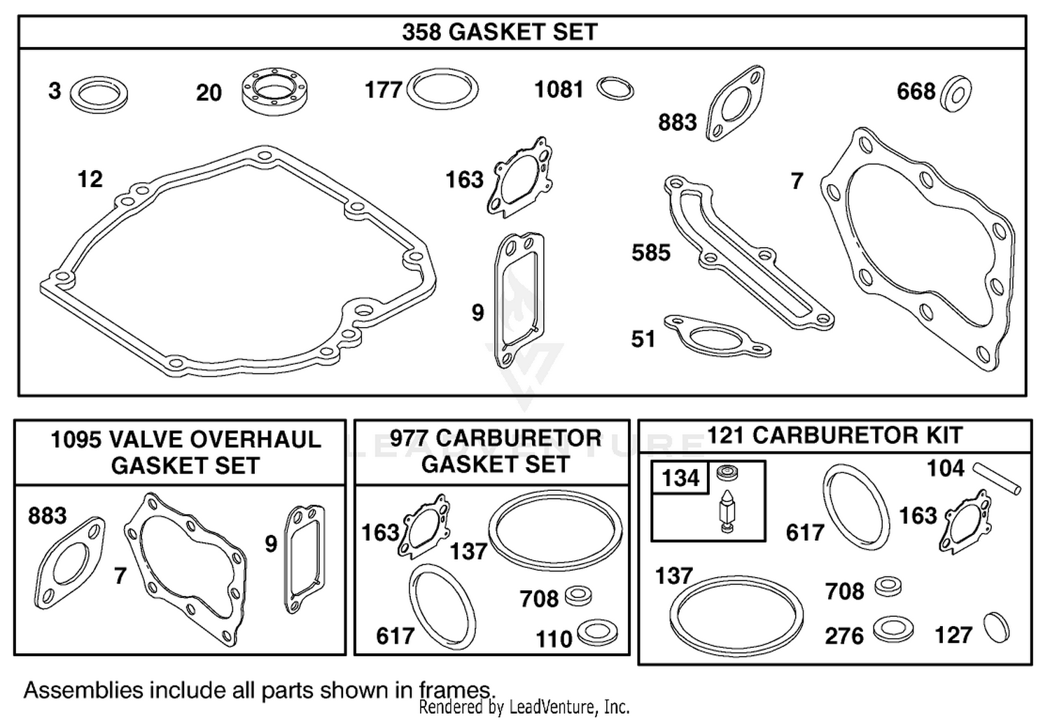 Gasket Sets and Carburetor Kit Assemblies  Briggs and Stratton 12h807-1775-E1