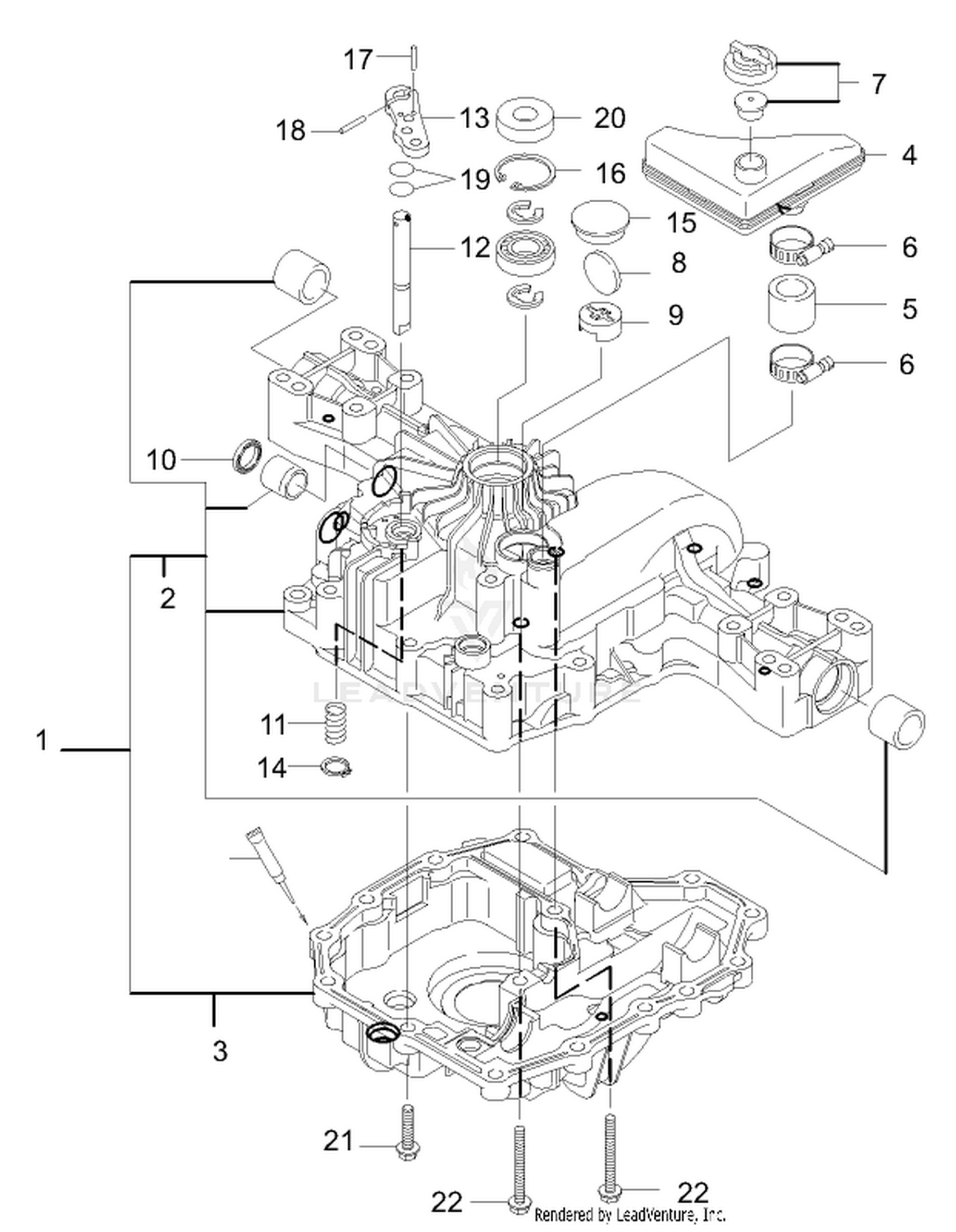 Transaxle Case Assembly  Transmission Assembly No. 104-2889