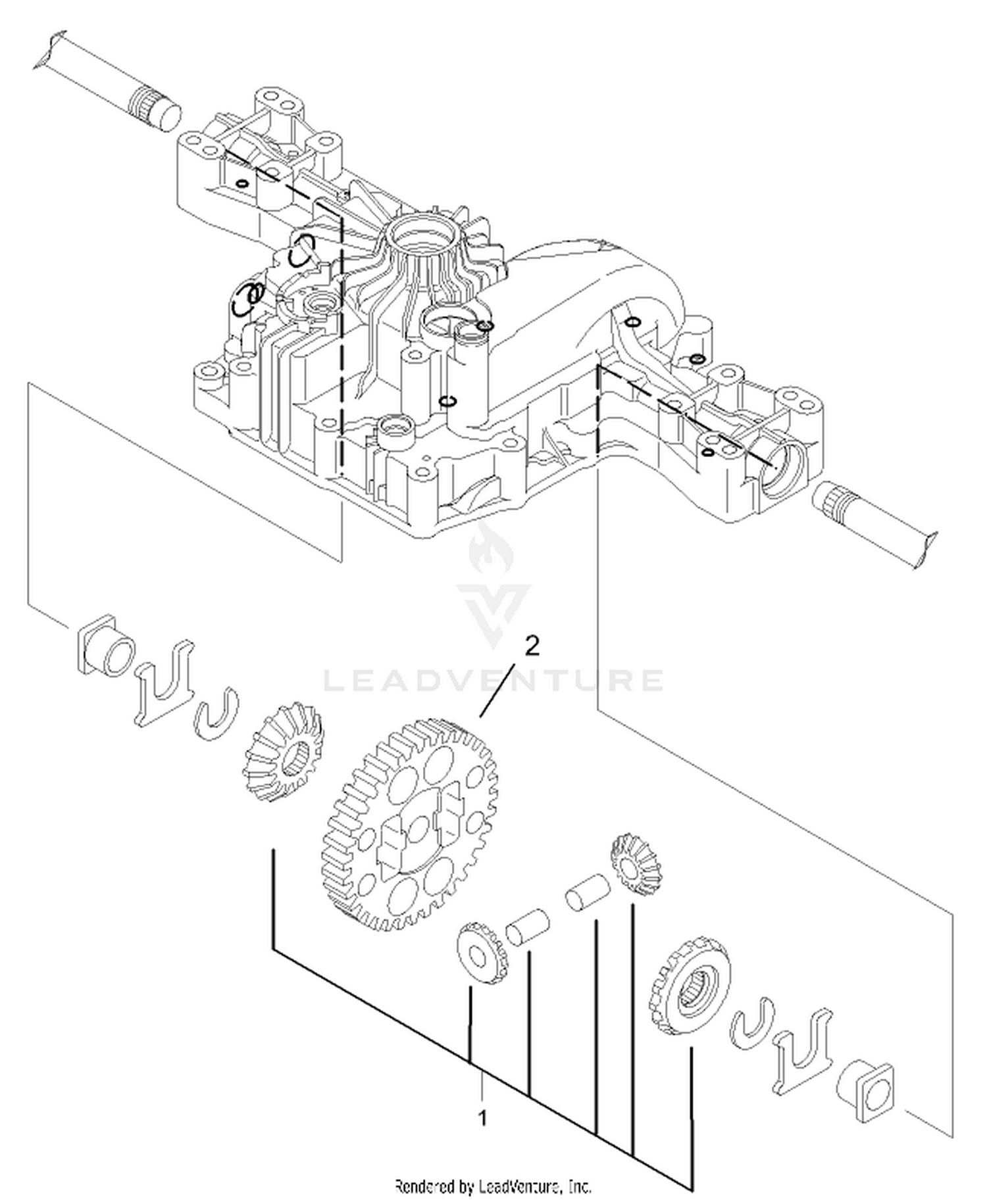 Differential Gear Assembly  Transmission Assembly No. 104-2889