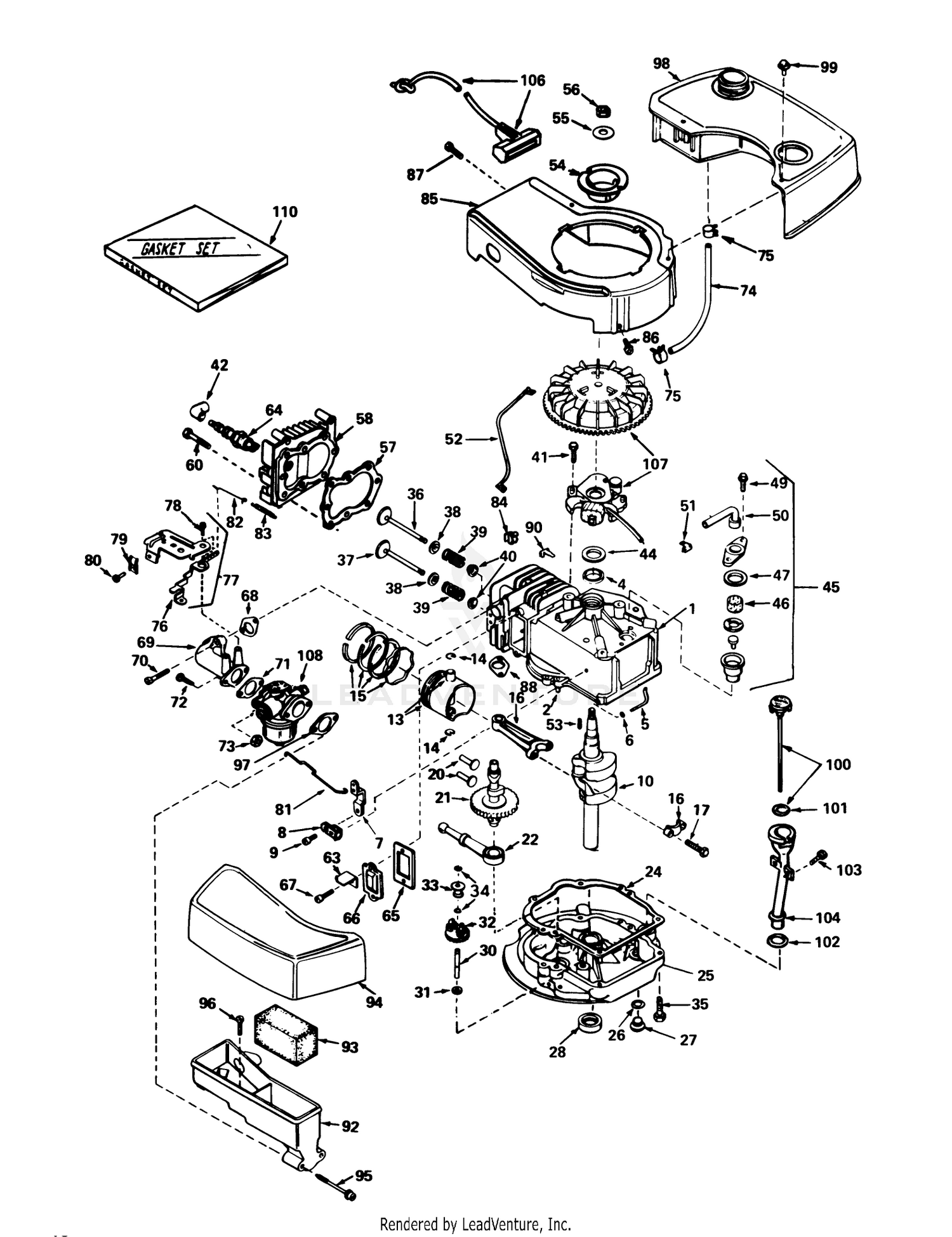 Engine Tecumseh Model No. Tnt 100-10048b