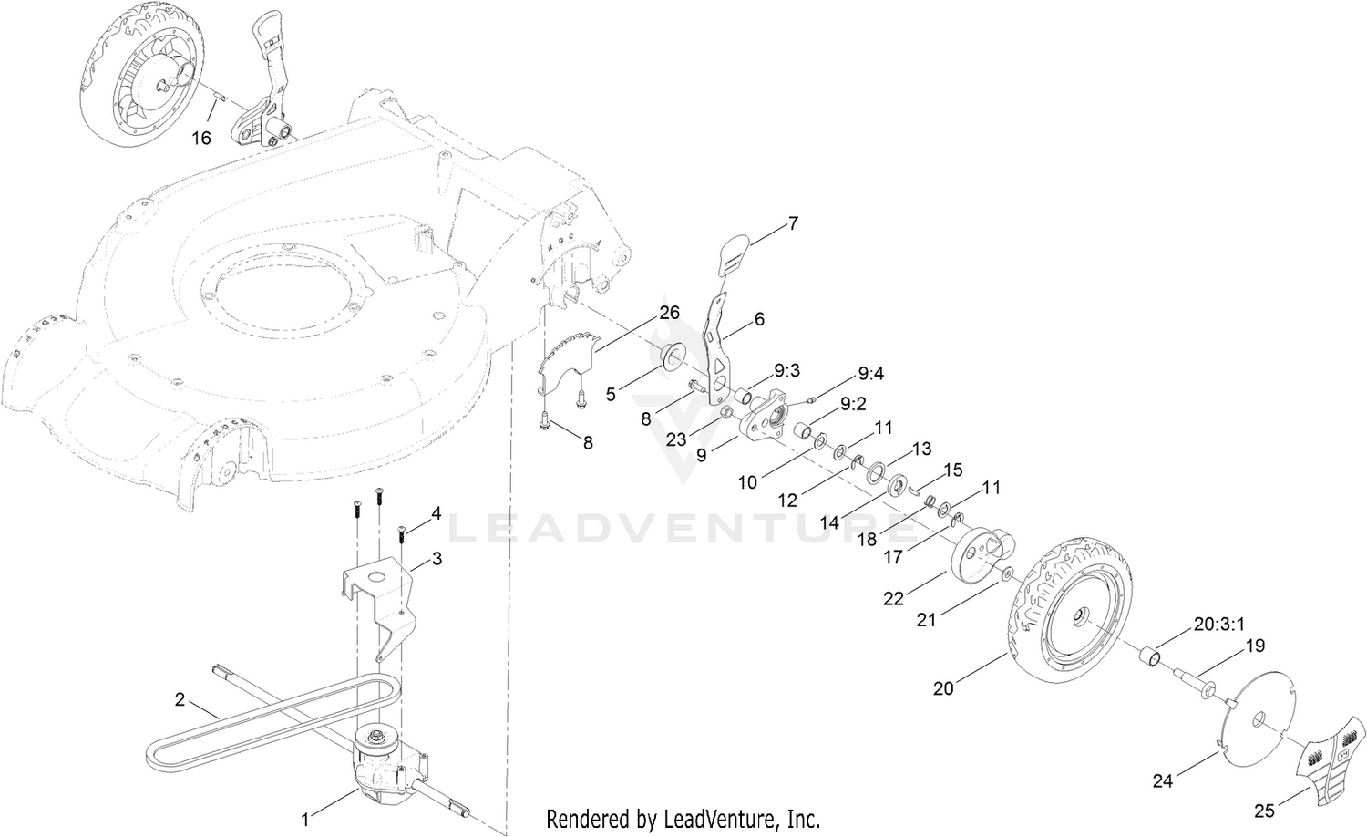 Rear Wheel and Height-of-Cut Assembly 2