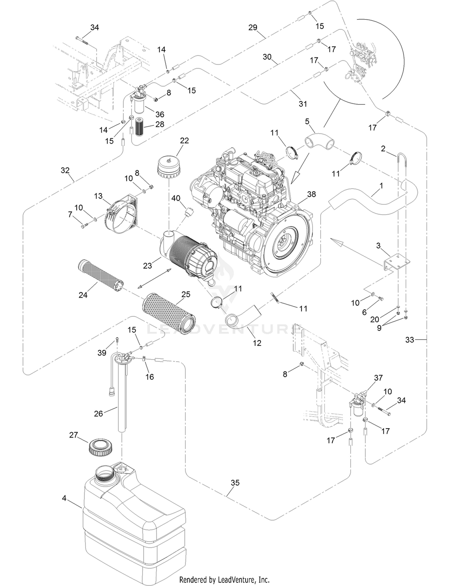 Engine, Fuel and Suction Assembly