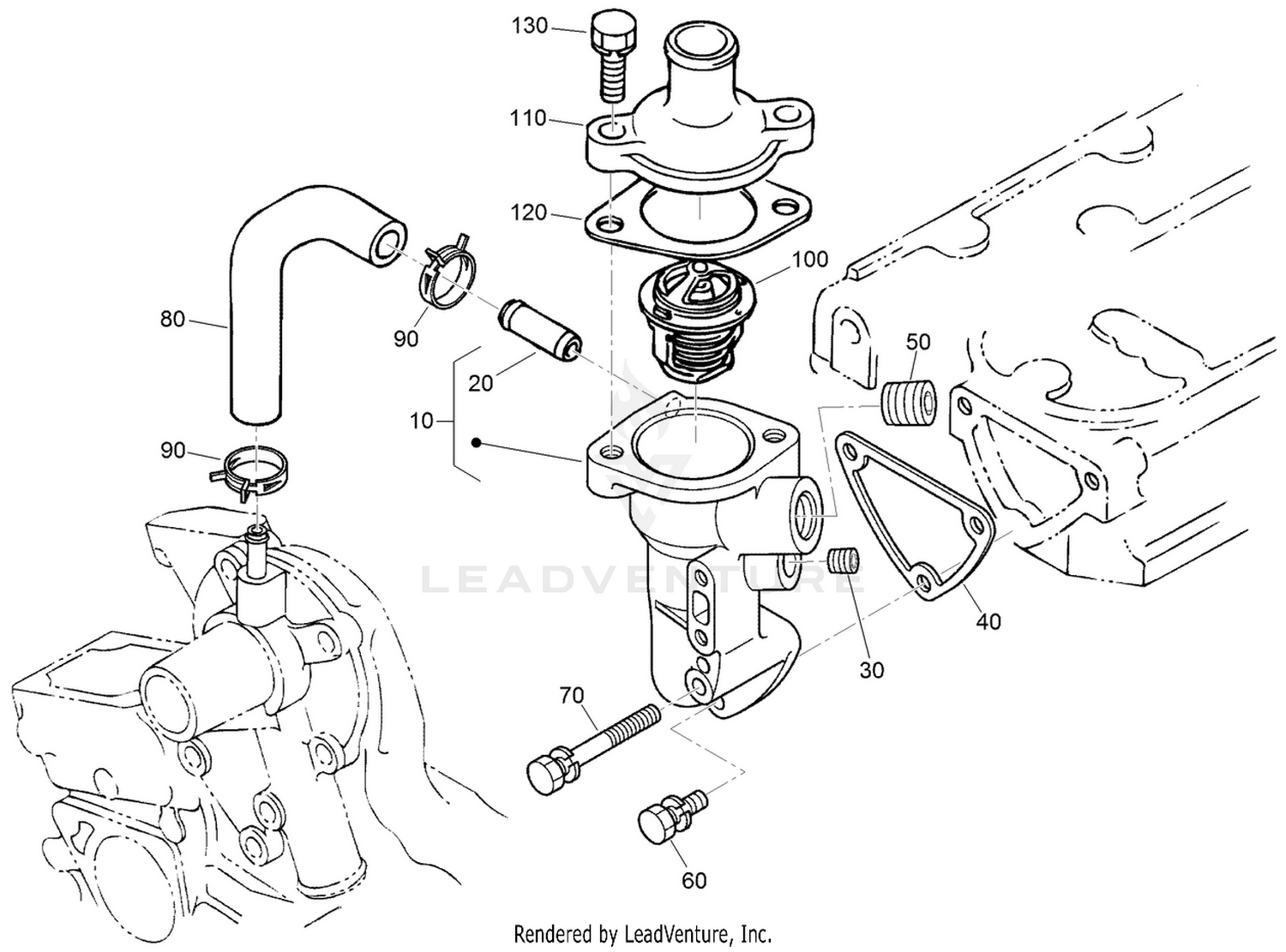 Water Flange and Thermostat Assembly