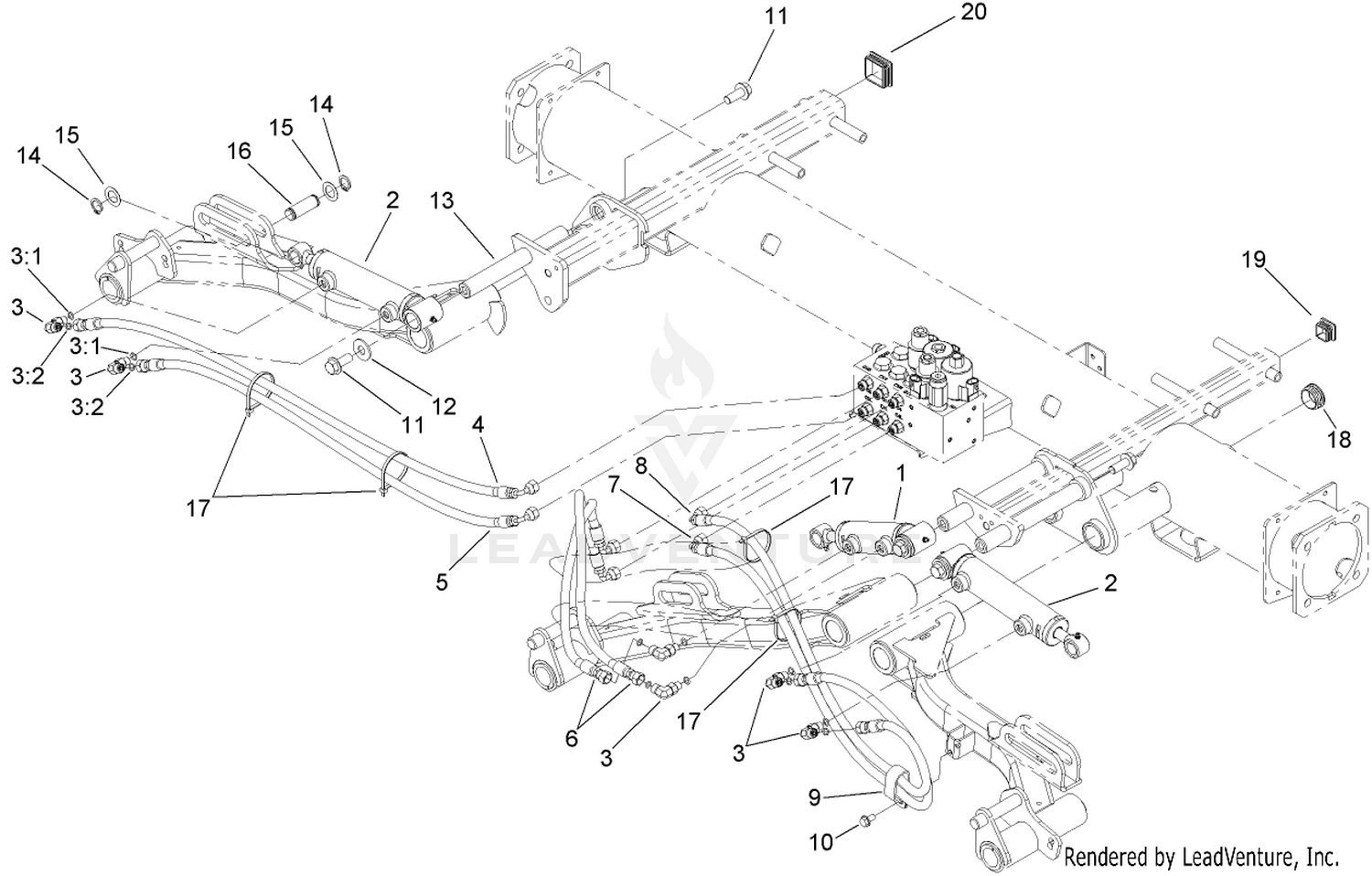 Front Lift Cylinder and Plumbing Assembly