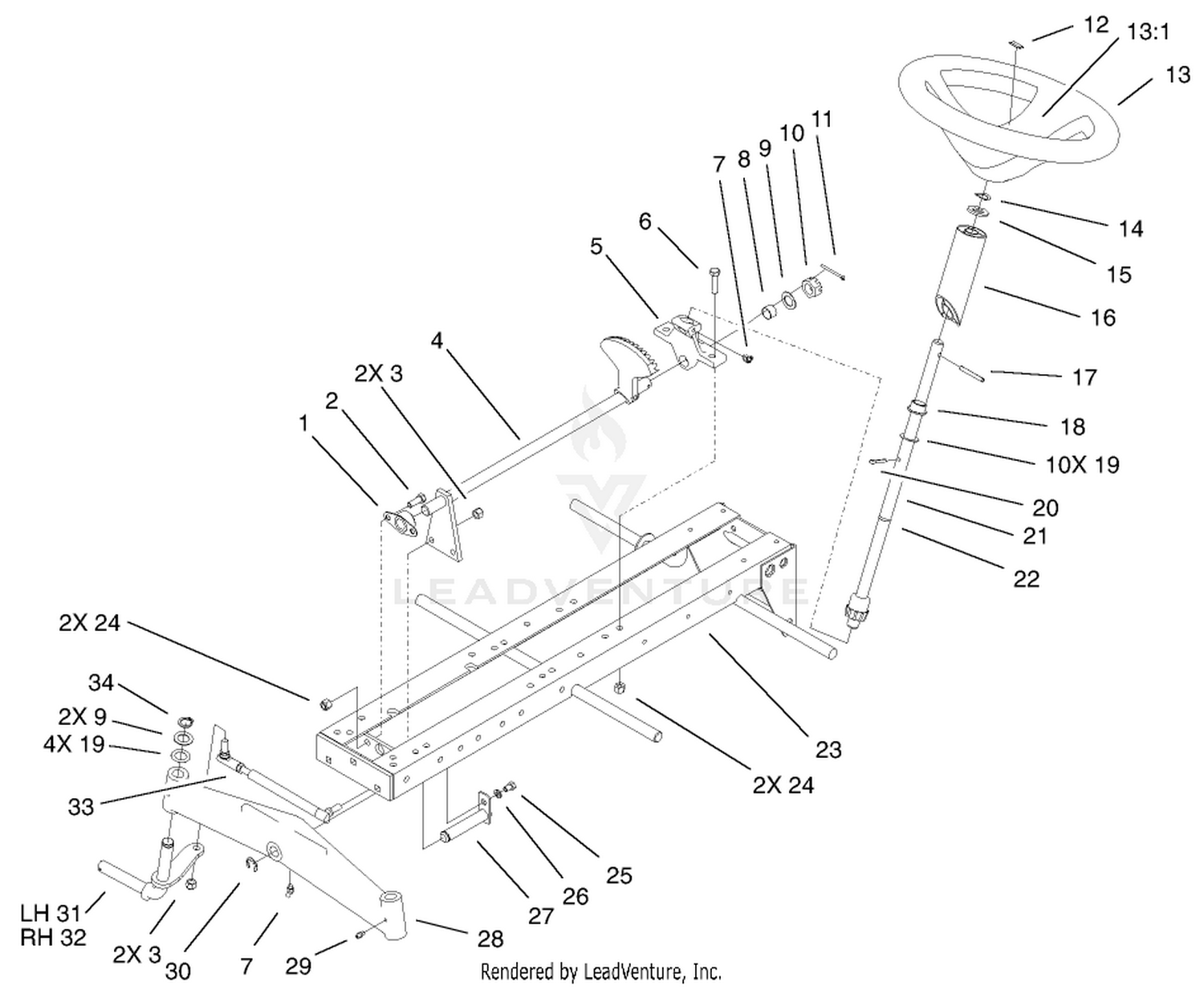 Frame, Axle, And Steering Assembly