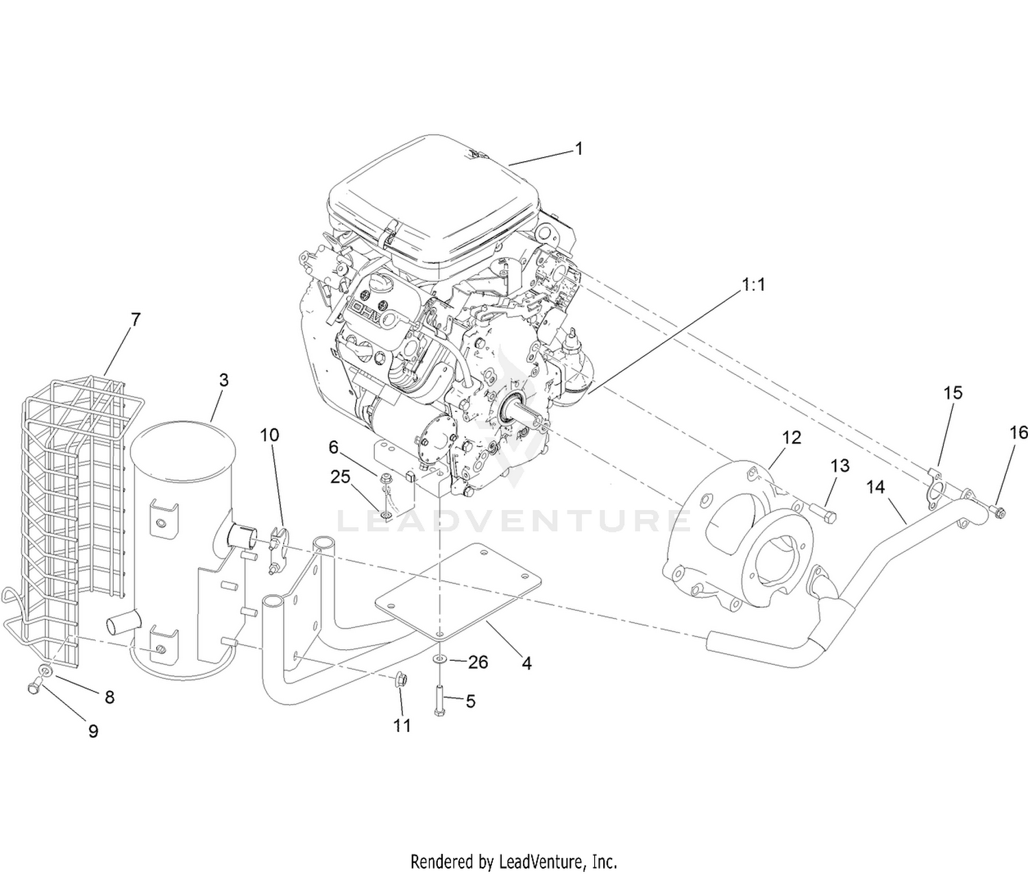 Engine and Exhaust Assembly