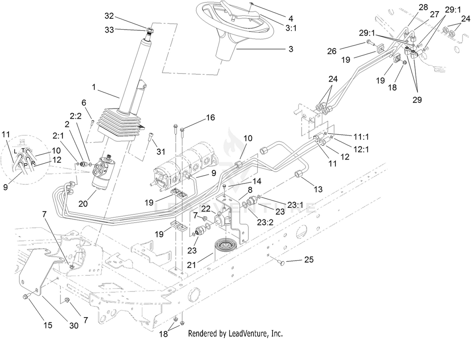 Steering Valve Hydraulic Plumbing Assembly