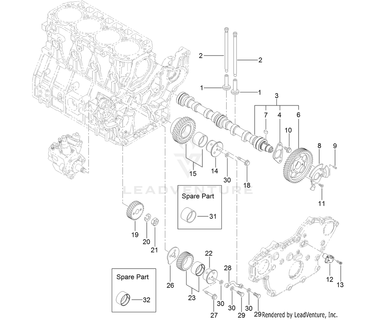 Camshaft and Driving Gear Assembly