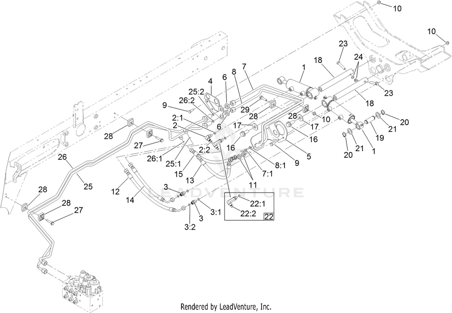 No. 2 and 3 Lift Arm Hydraulic Assembly
