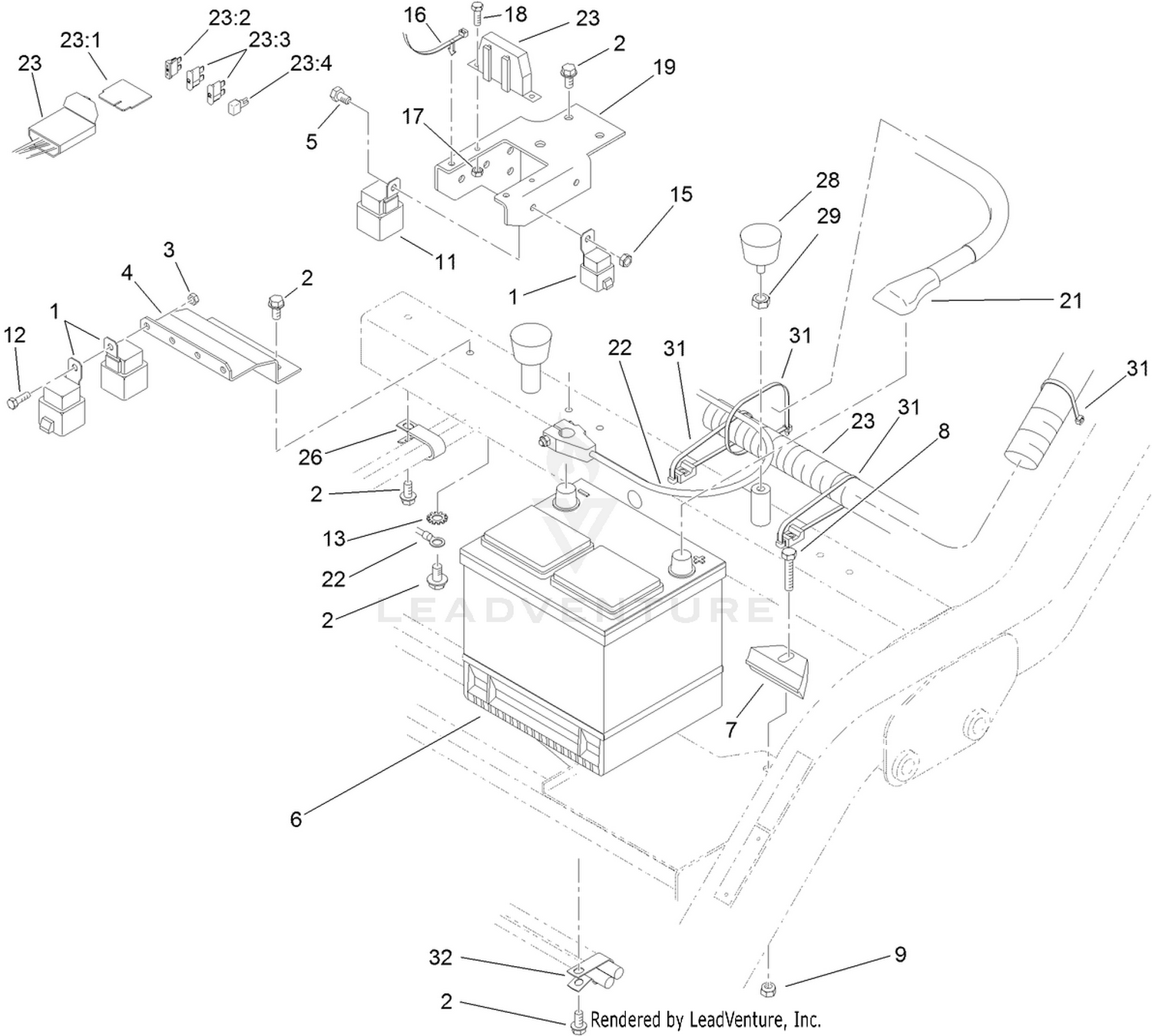 Battery and Electrical Component Assembly