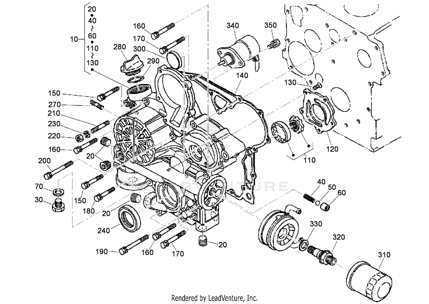 Gear Case and Oil Filter Cartridge Assembly