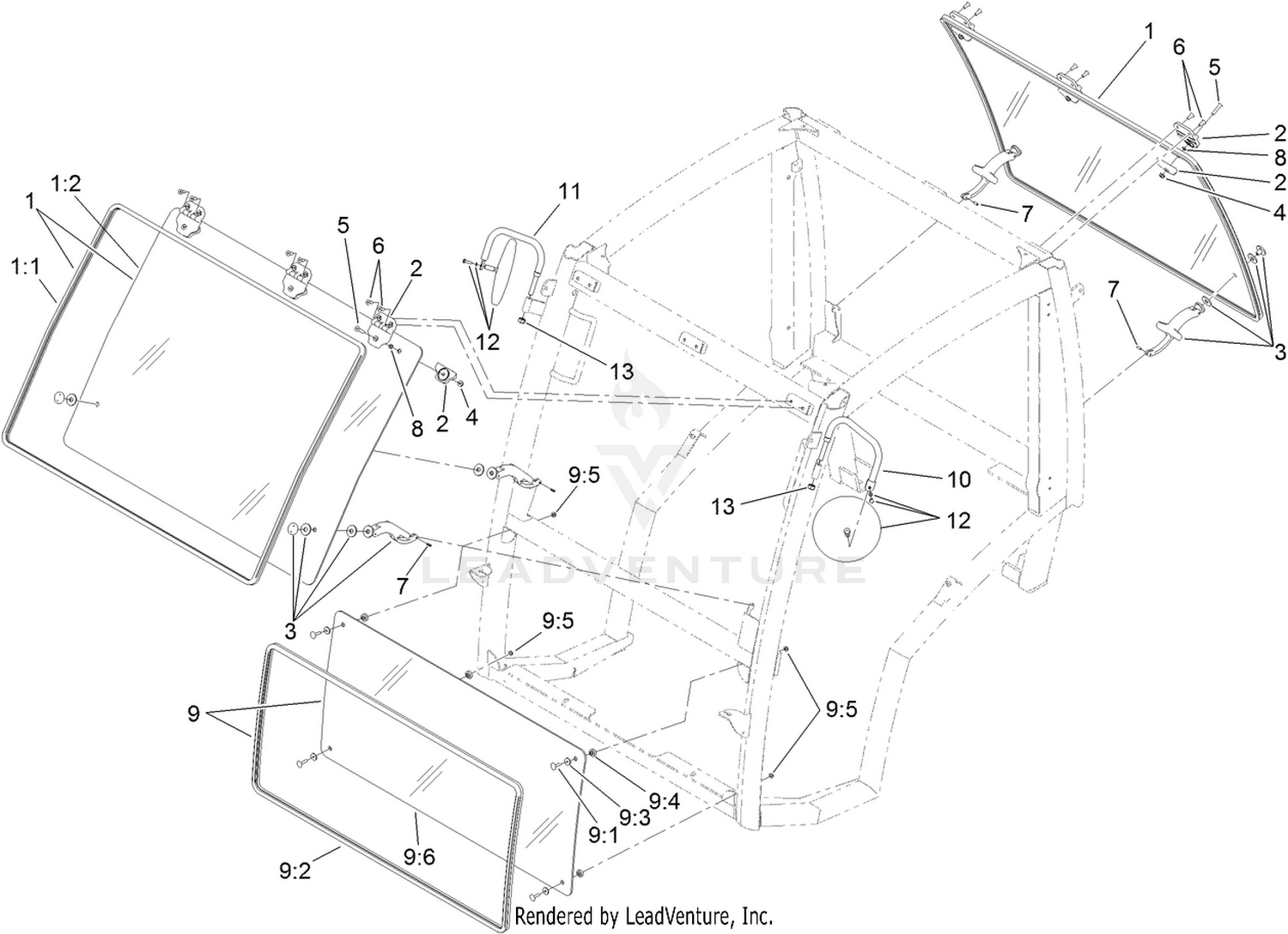 Front and Rear Window  Cab Assembly