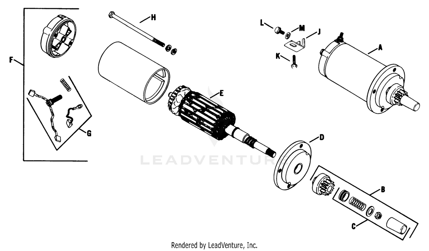 Electric Starter Assembly Engine Kohler Model No. K582qs Type No. Ps-36315 (continued)
