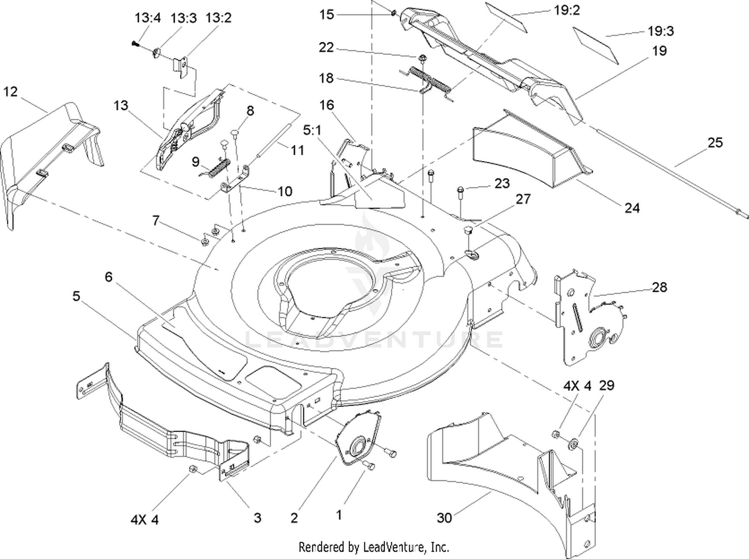 Deck, Side Chute and Rear Door Assembly
