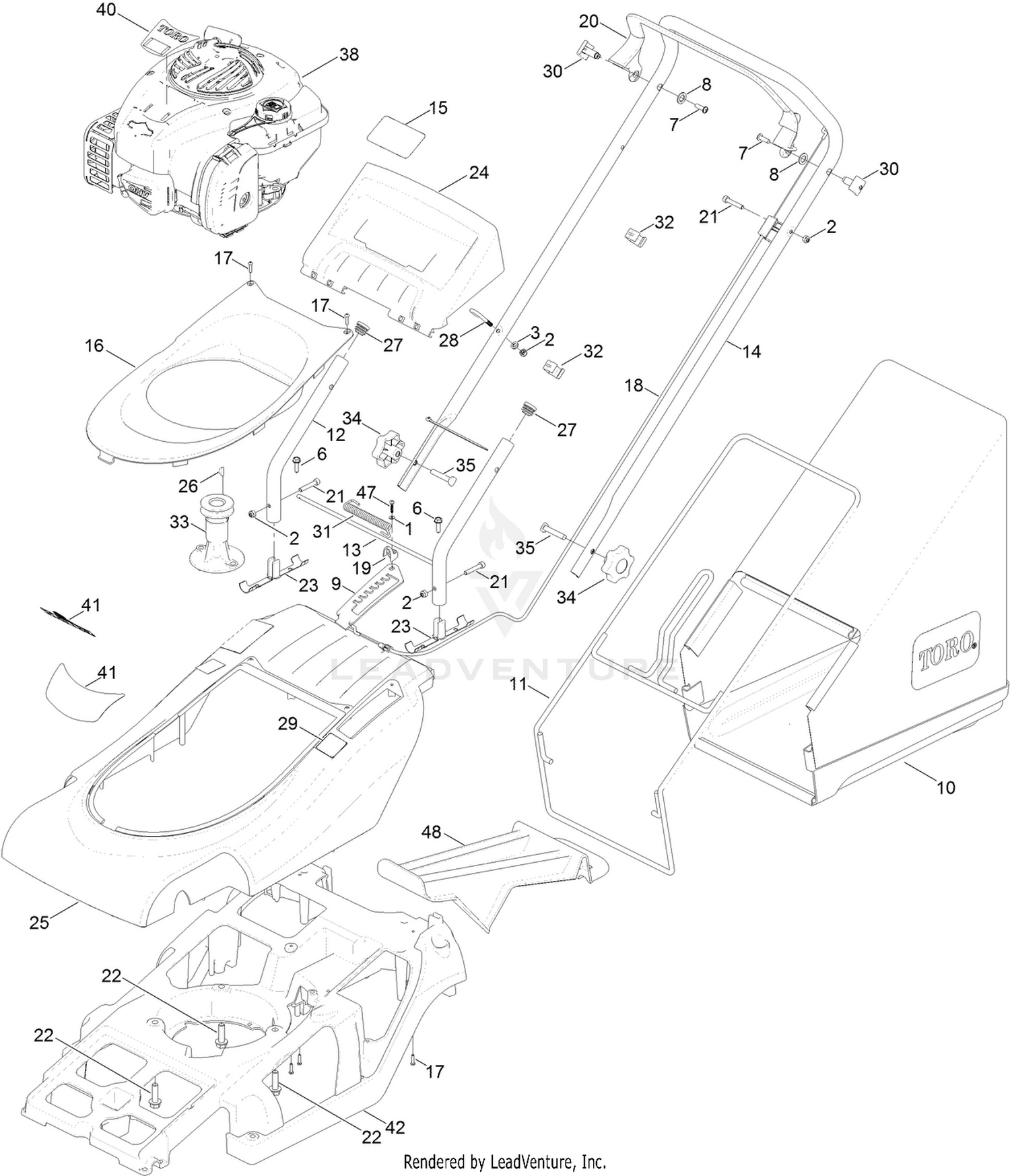 Engine, Chassis, Handle and Bag Assembly