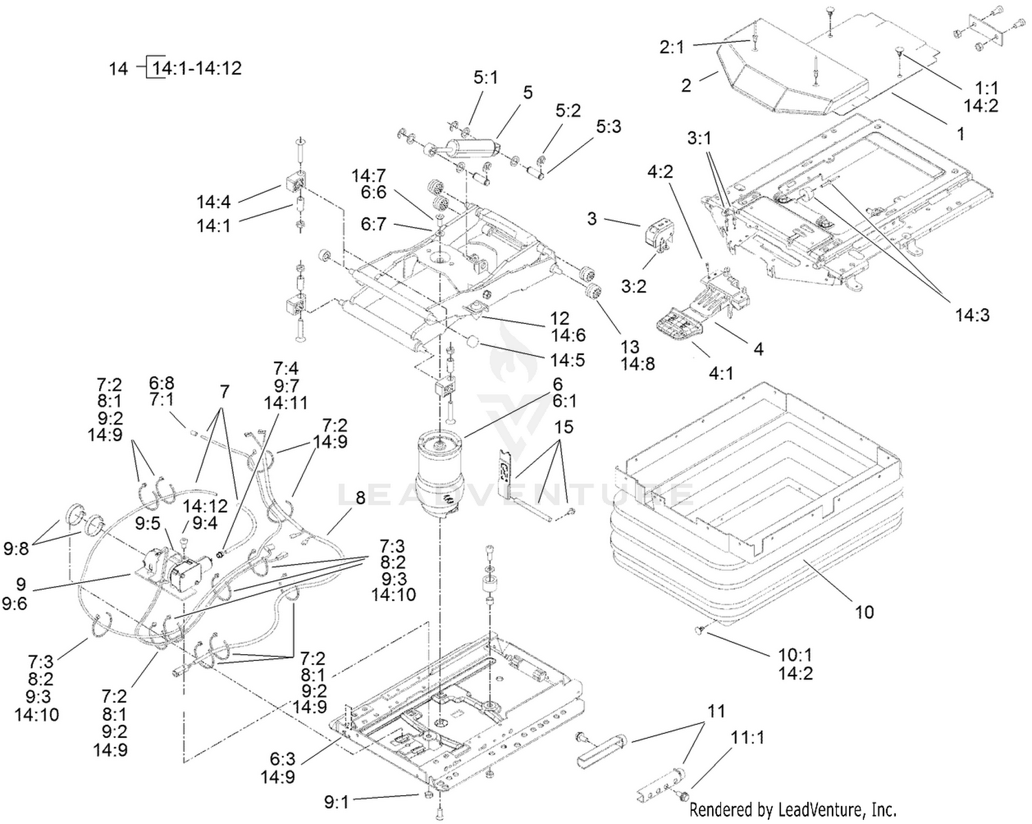Air Ride Seat Suspension Assembly No. 108-1488