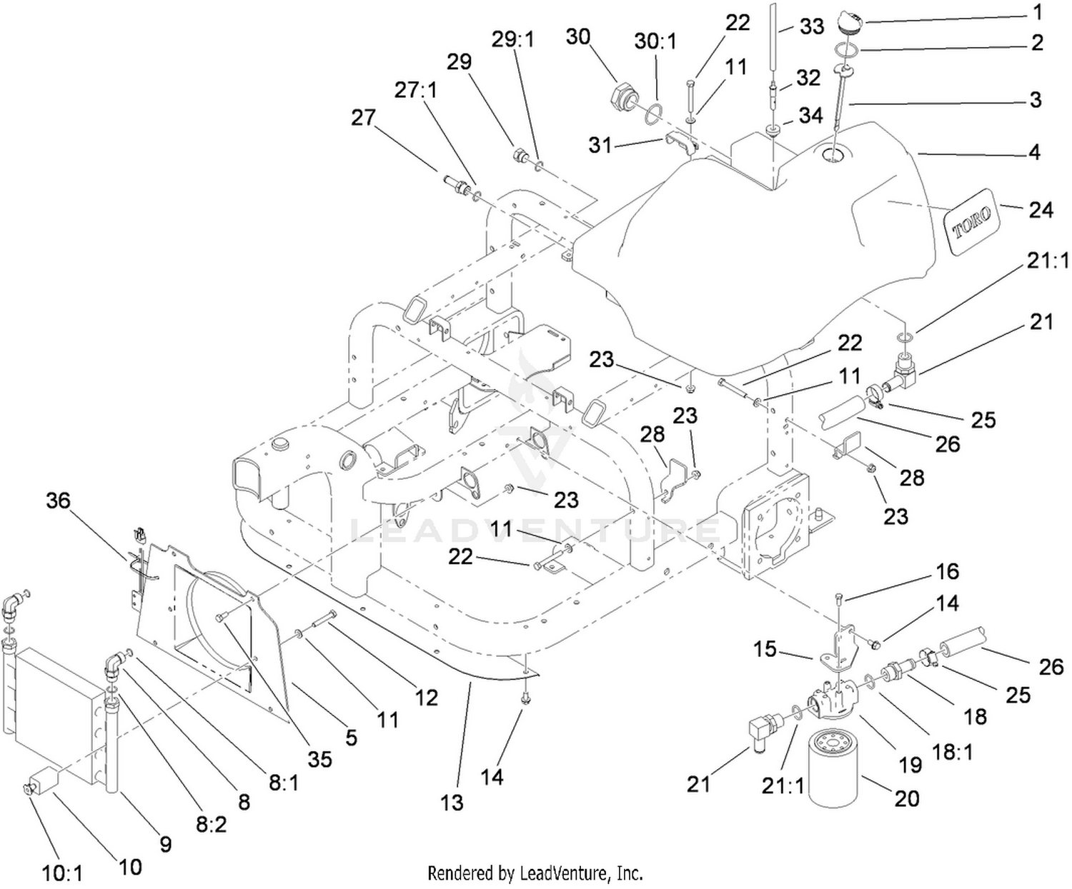 Hydraulic Tank, Filter and Cooler Assembly