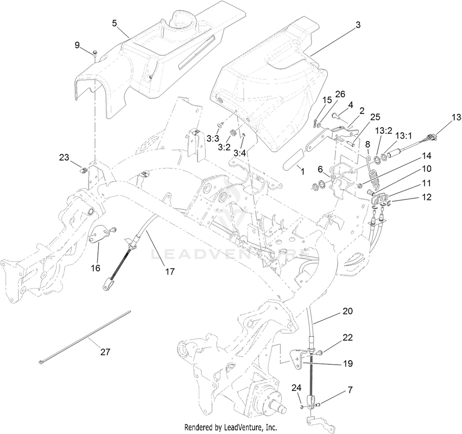 Brake Cable and Lever Assembly
