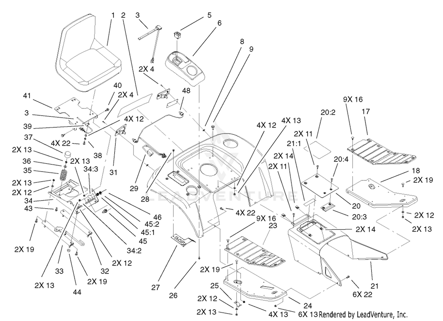 Fender, Footrest,  Seat Assembly