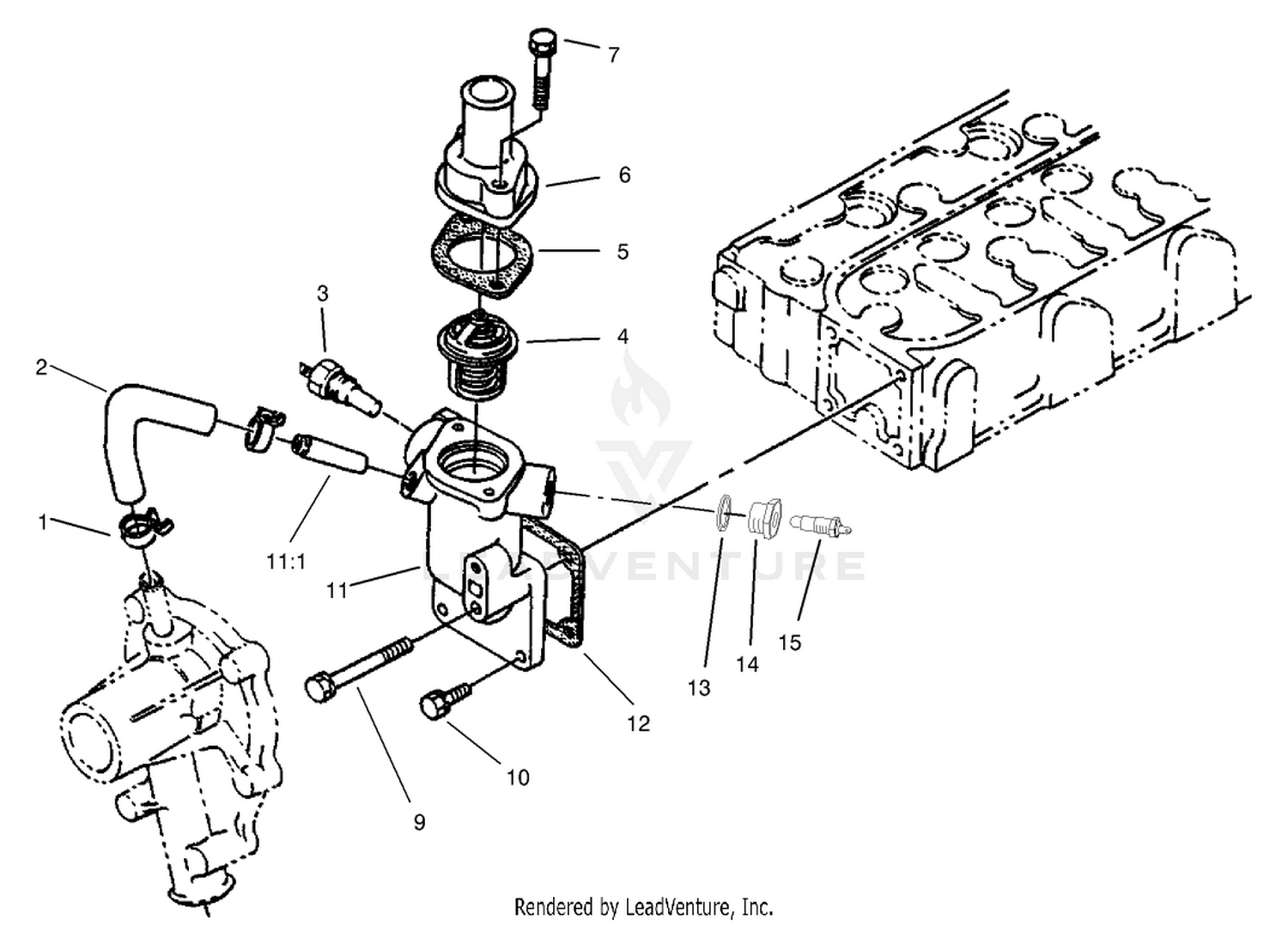 Water Flange and Thermostat Assembly