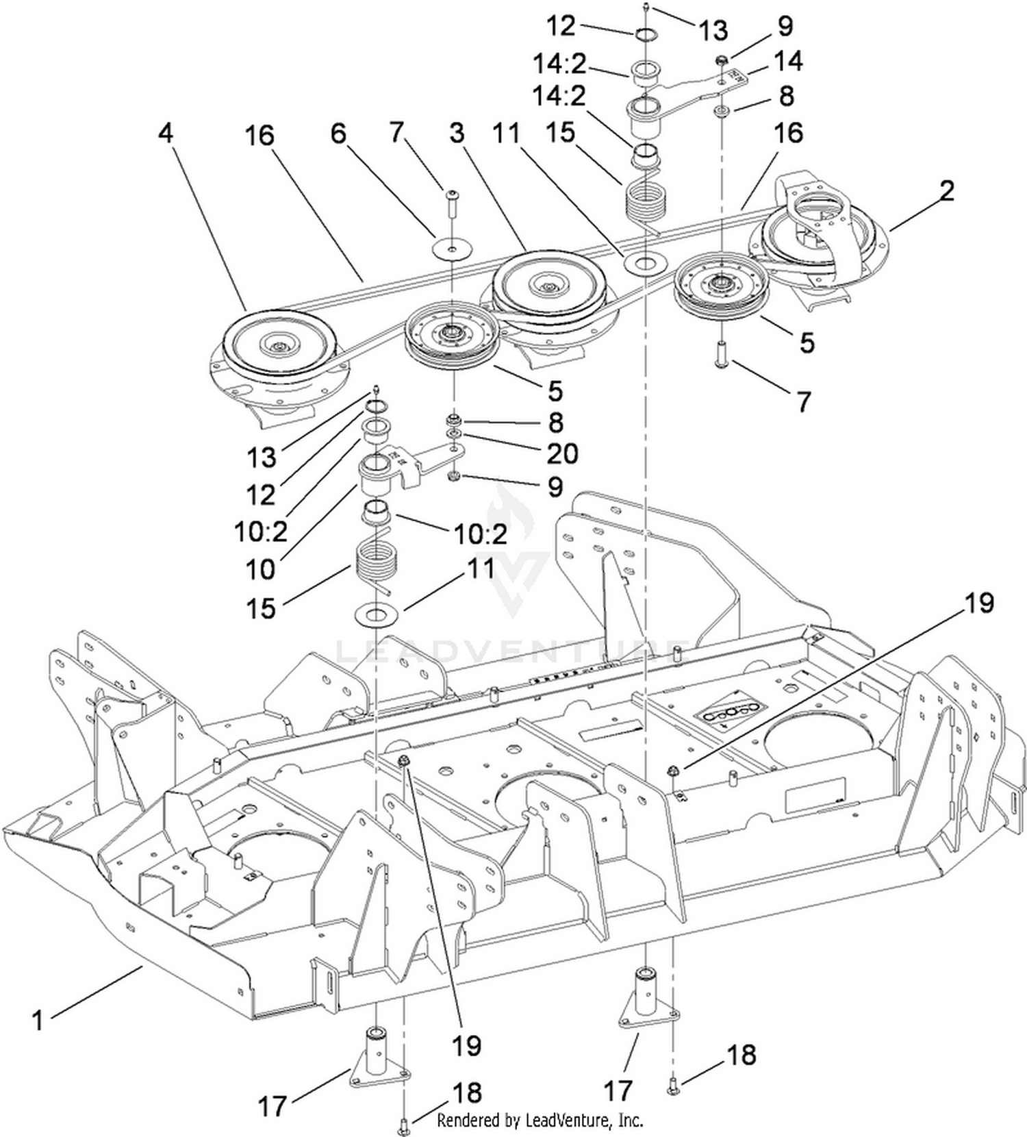 Left Deck  Belt and Pulley Assembly
