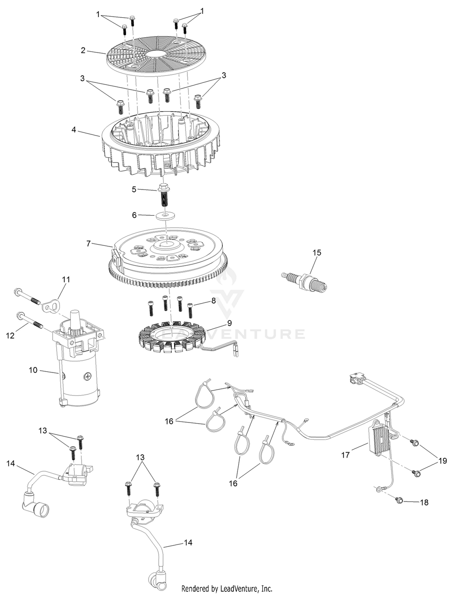Ignition and Electrical Assembly  Engine Assembly No. 127-9041
