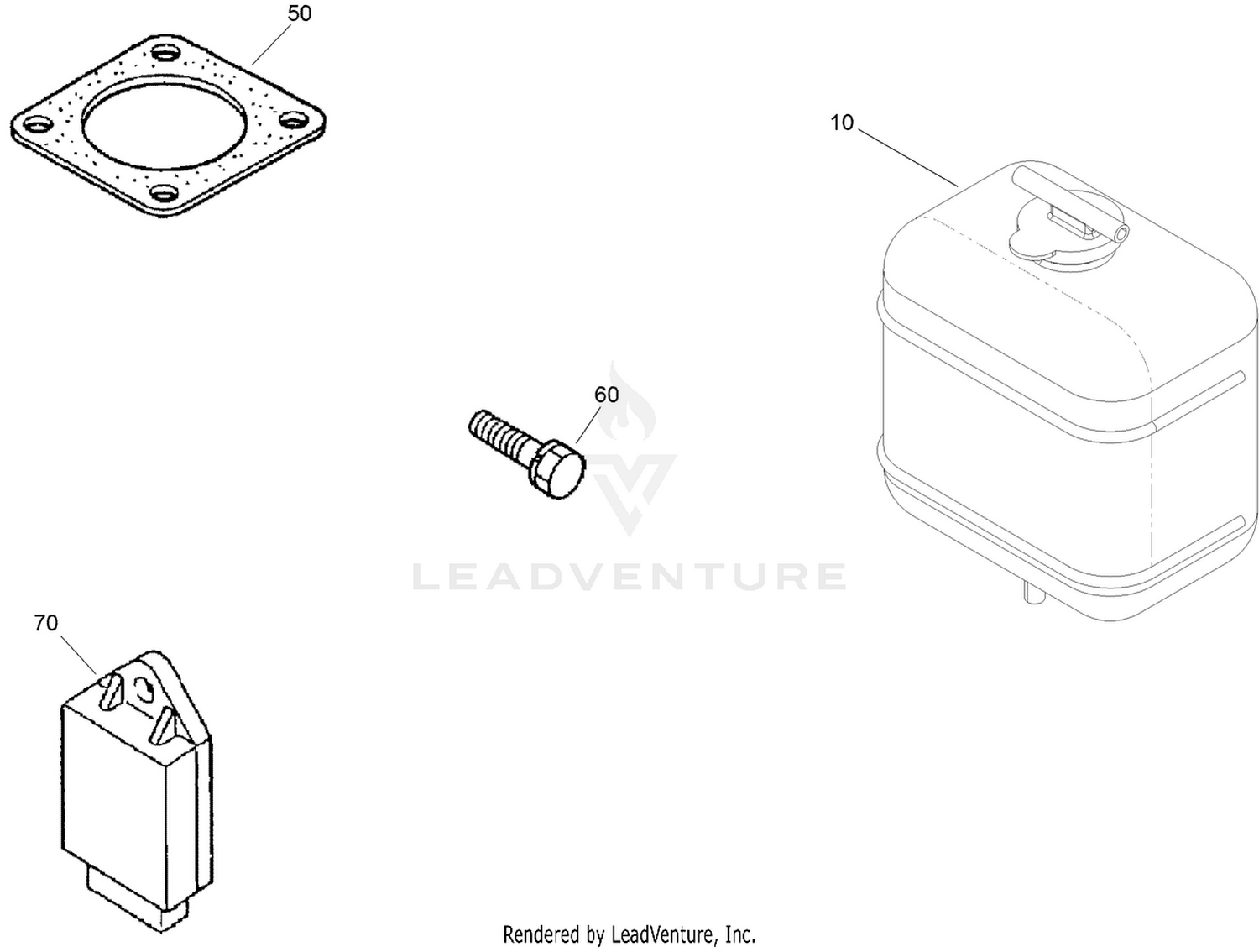 Muffler Gasket, Glow Controller and Overflow Bottle Assembly