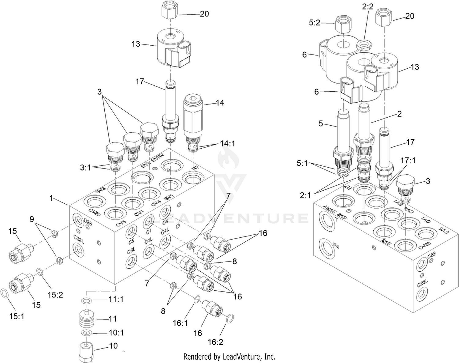 Hydraulic Manifold Block Assembly No. 105-7577