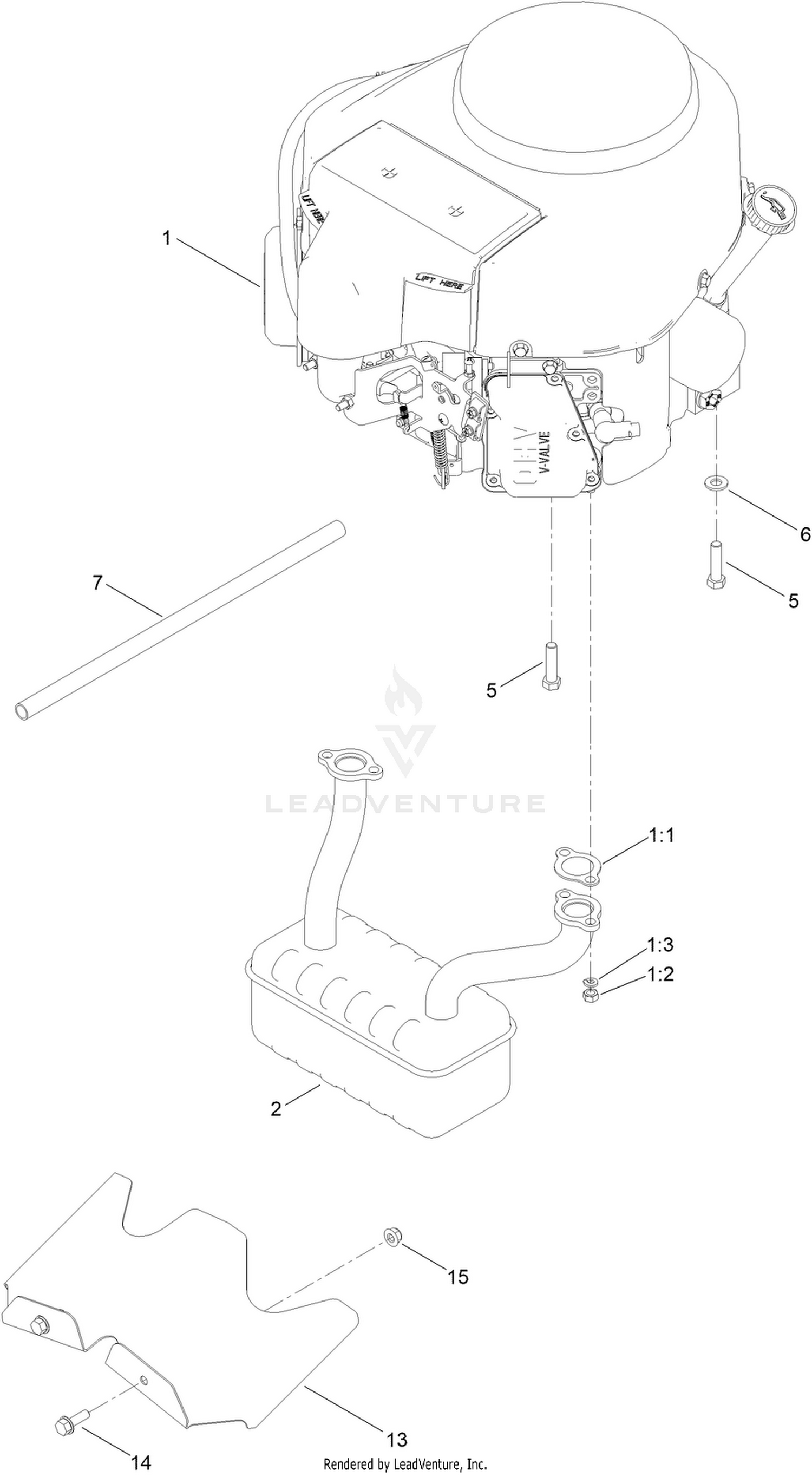 Engine and Muffler Assembly